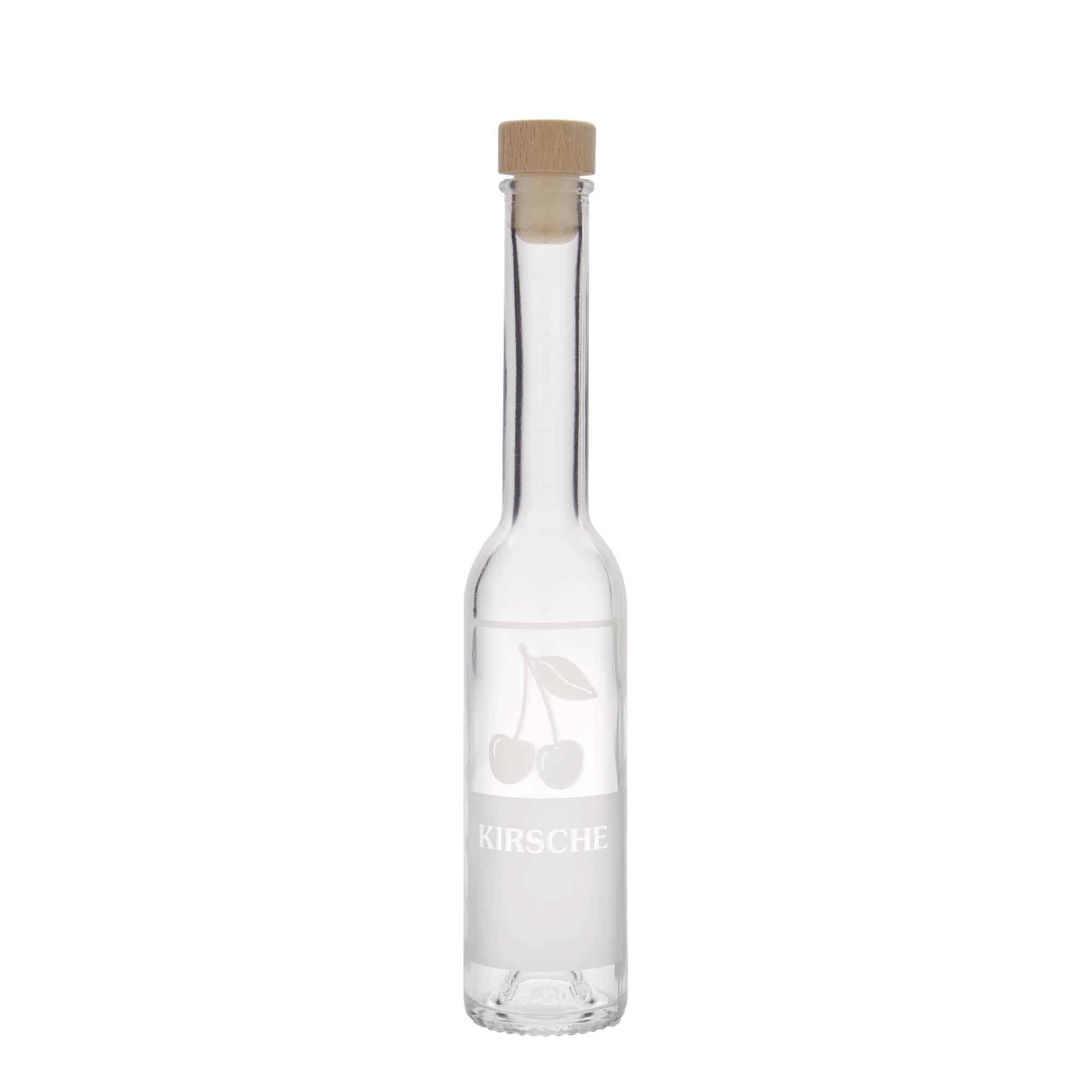 200 ml glass bottle 'Opera', print: cherry, closure: cork