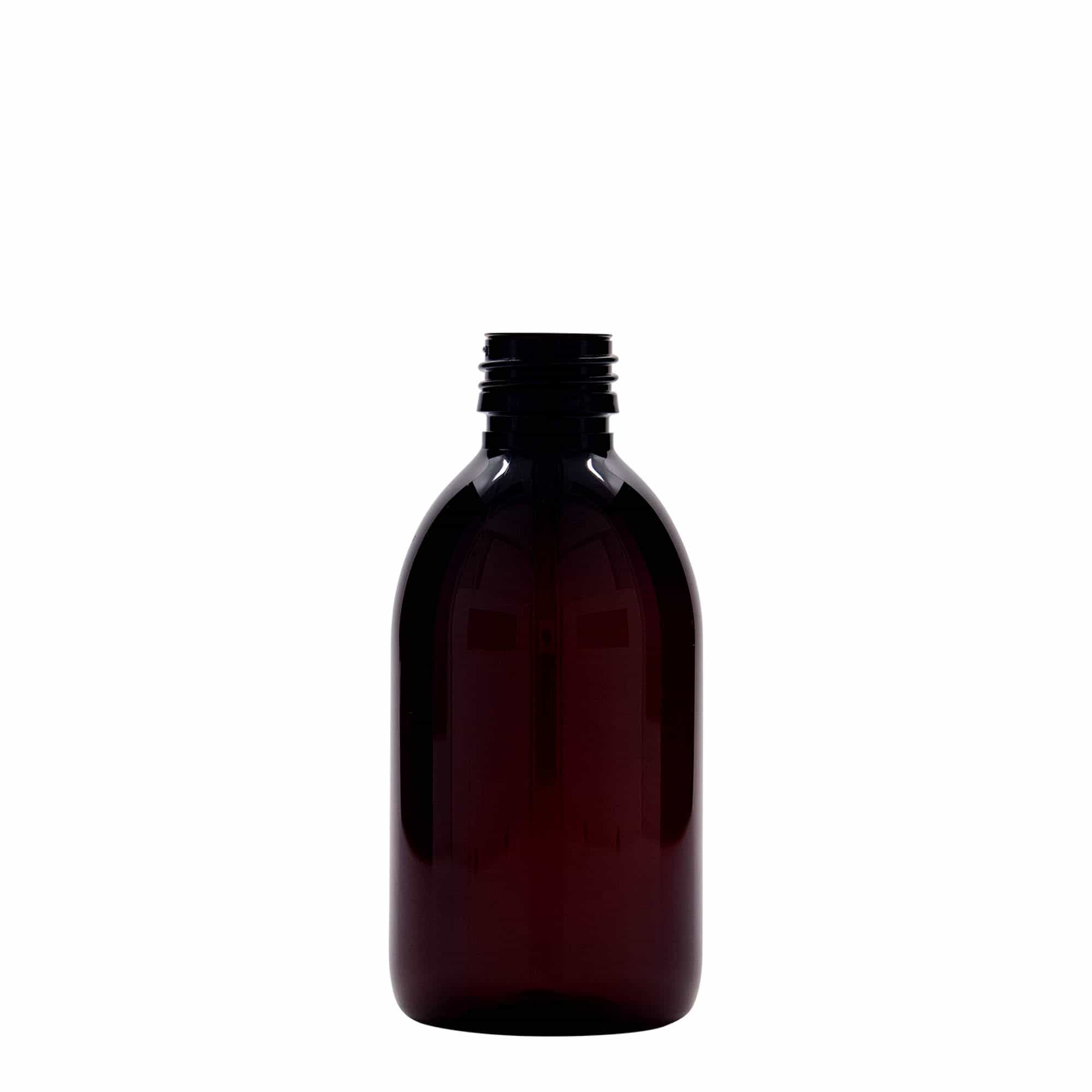 250 ml PET medicine bottle, brown, plastic, closure: PP 28