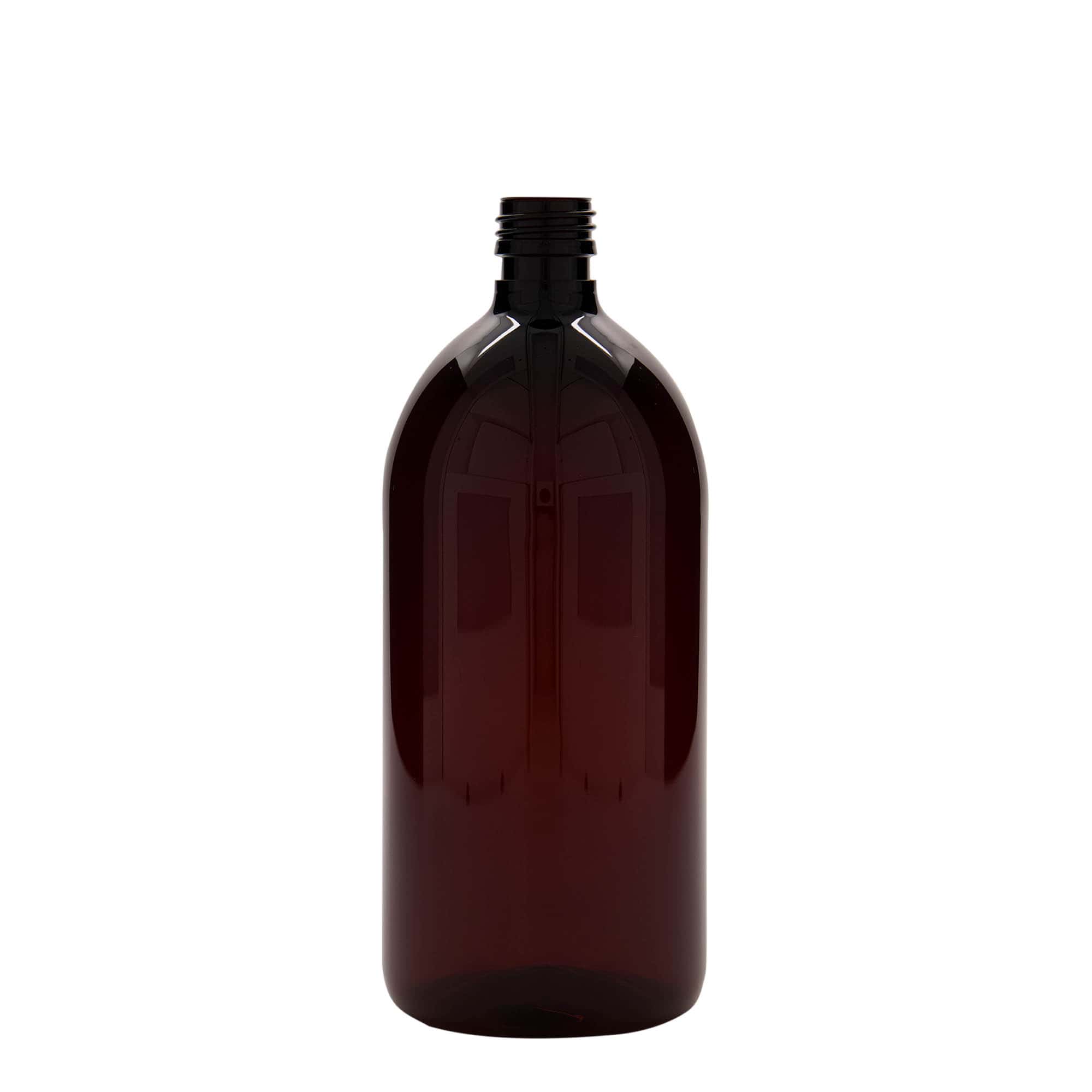 1,000 ml PET medicine bottle, brown, plastic, closure: PP 28