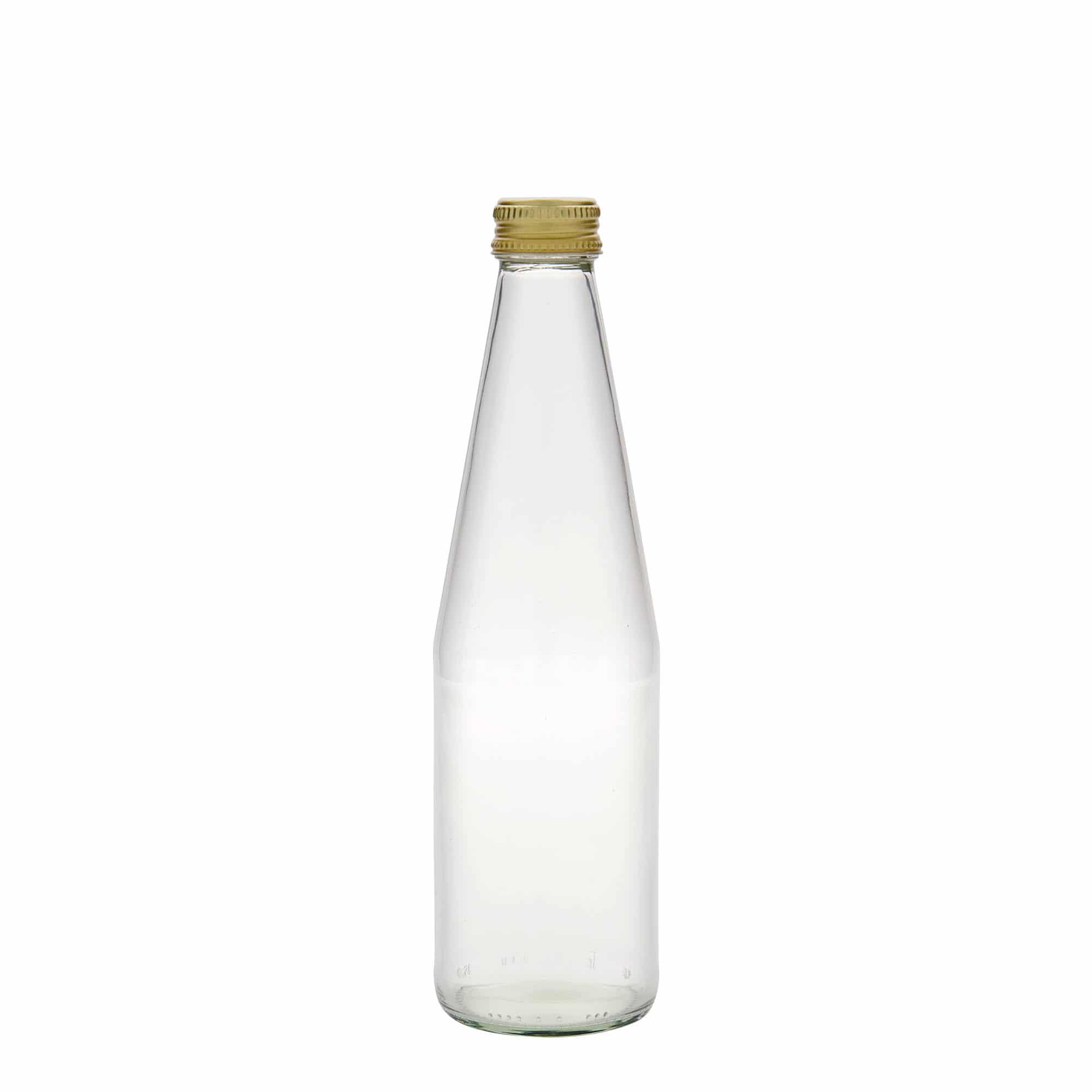 330 ml universal bottle, carrot shaped, glass, closure: PP 28