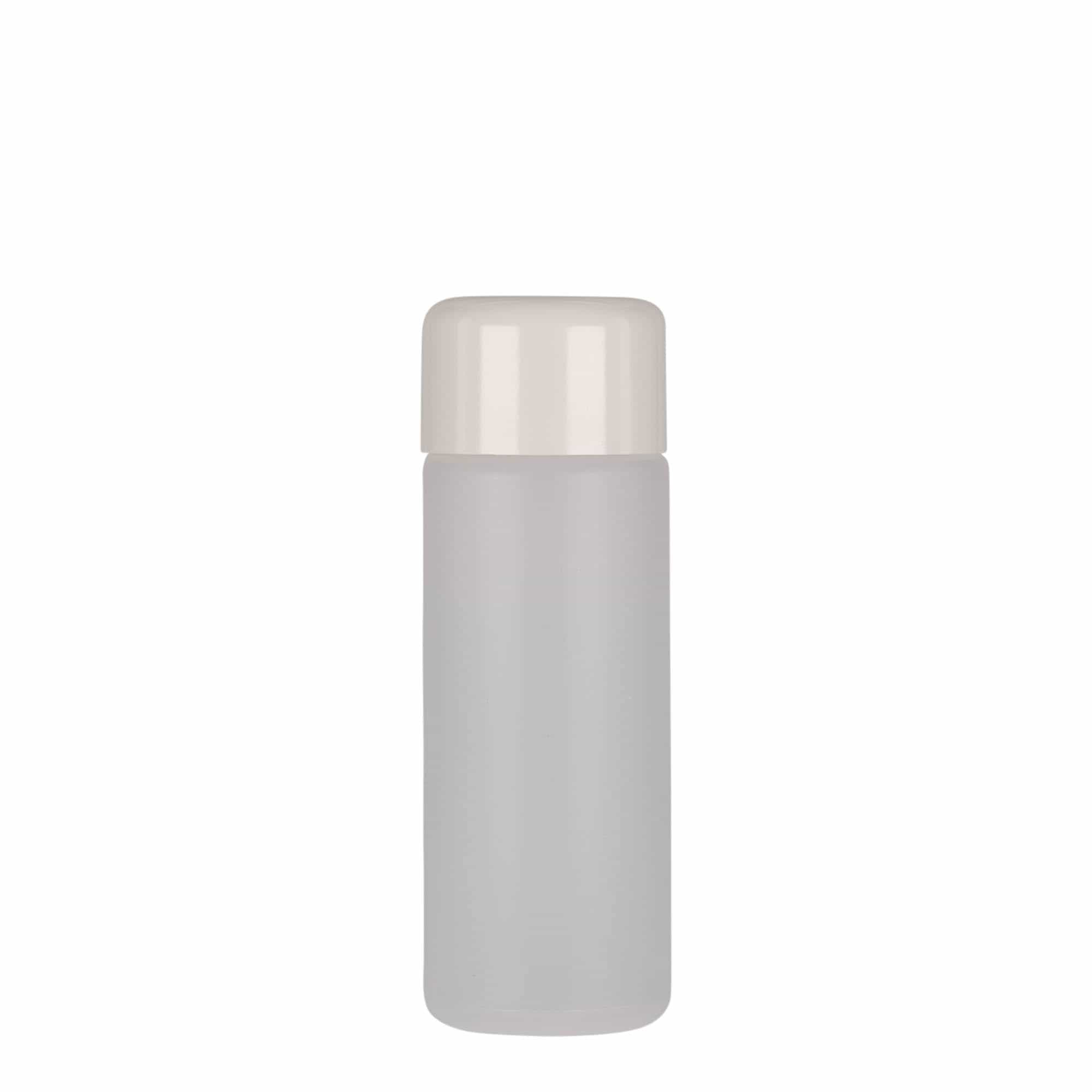 100 ml round bottle, PE plastic, natural, closure: screw cap