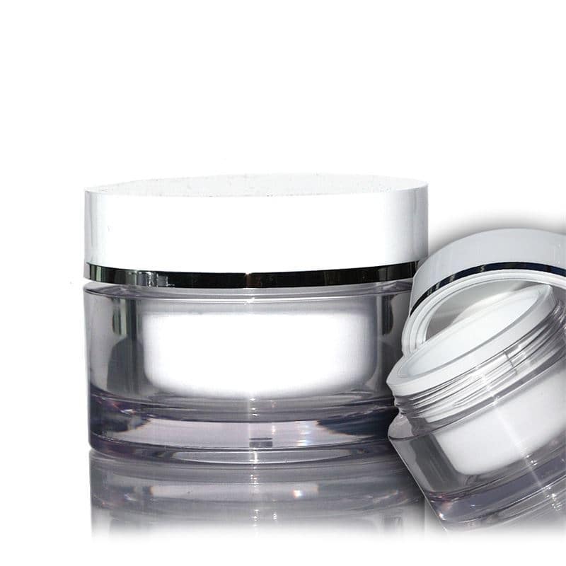 30 ml cosmetic jar, SAN plastic, white, closure: screw cap
