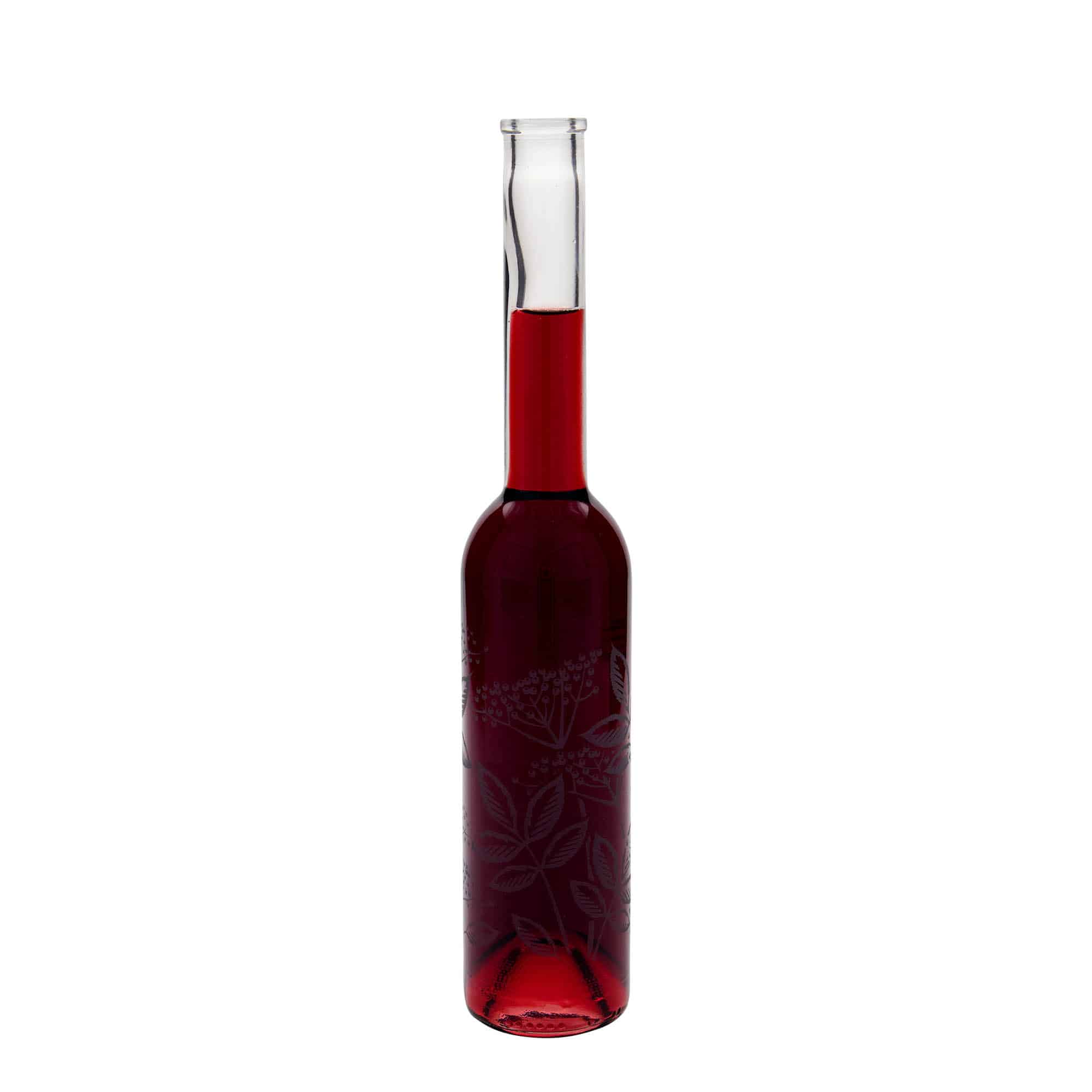 350 ml glass bottle 'Opera', print: elderberry, closure: cork