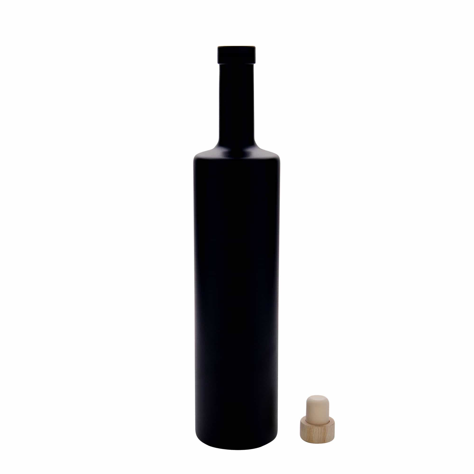 700 ml glass bottle 'Centurio', black, closure: cork