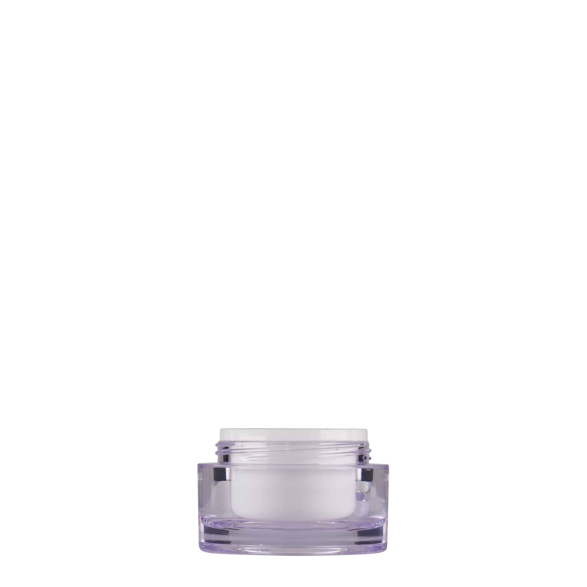 10 ml cosmetic jar, SAN plastic, white, closure: screw cap