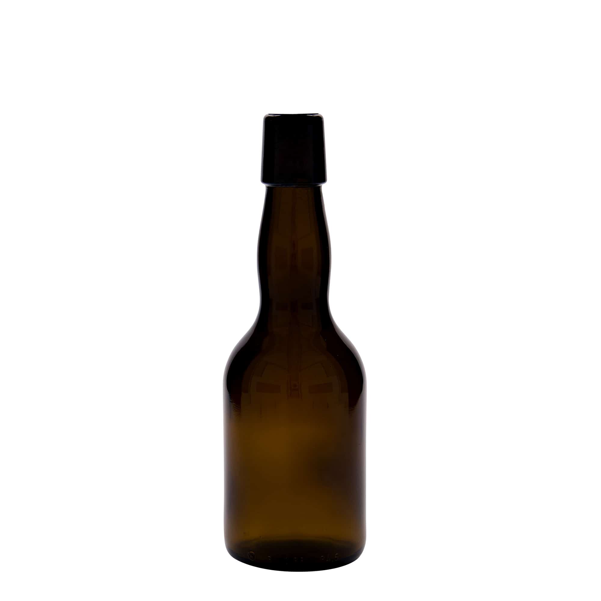 330 ml goitre neck beer bottle, glass, brown, closure: swing top