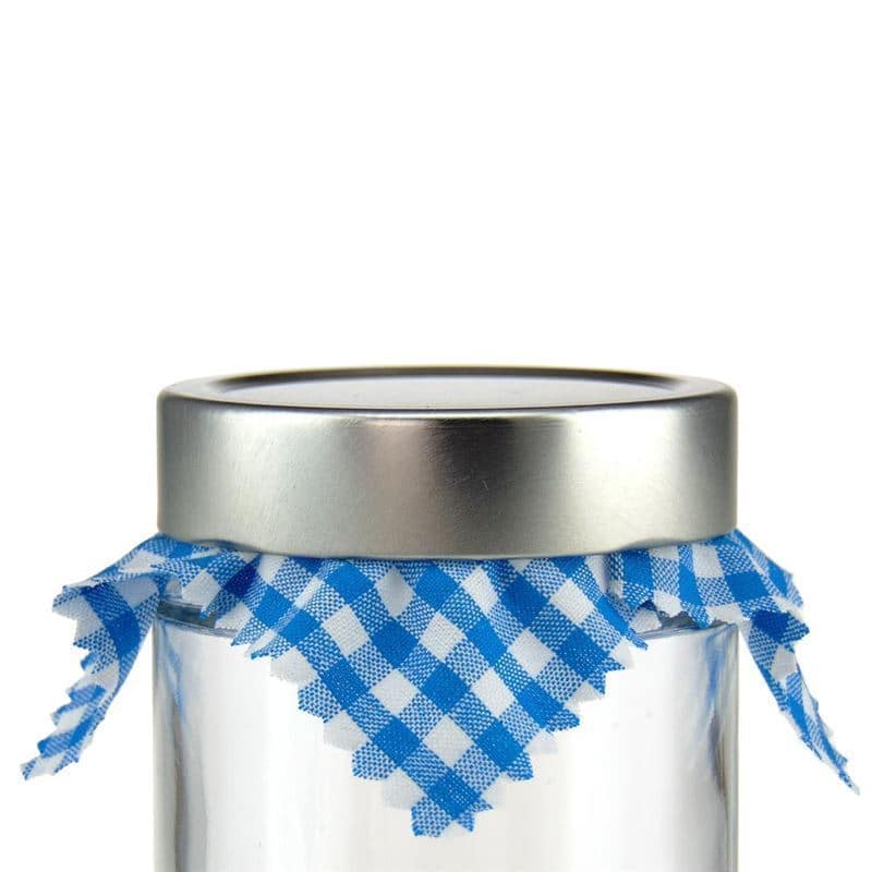 Checked fabric jar cover 12x12, square, textile, petrol, for opening: TO38-TO53
