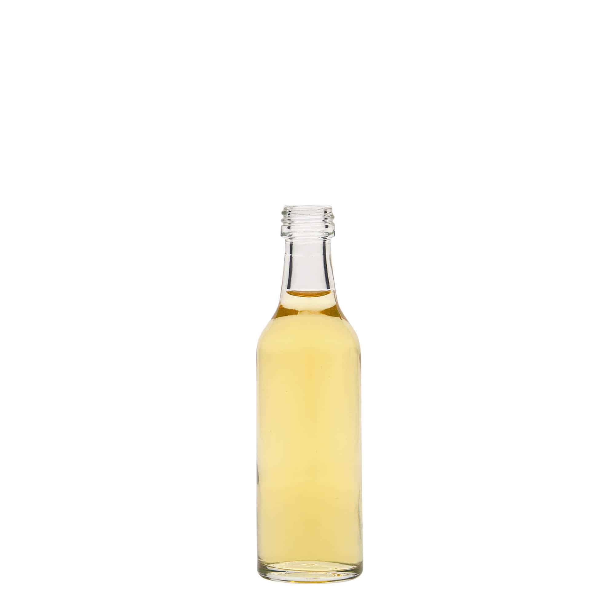 50 ml straight neck glass bottle, closure: PP 18