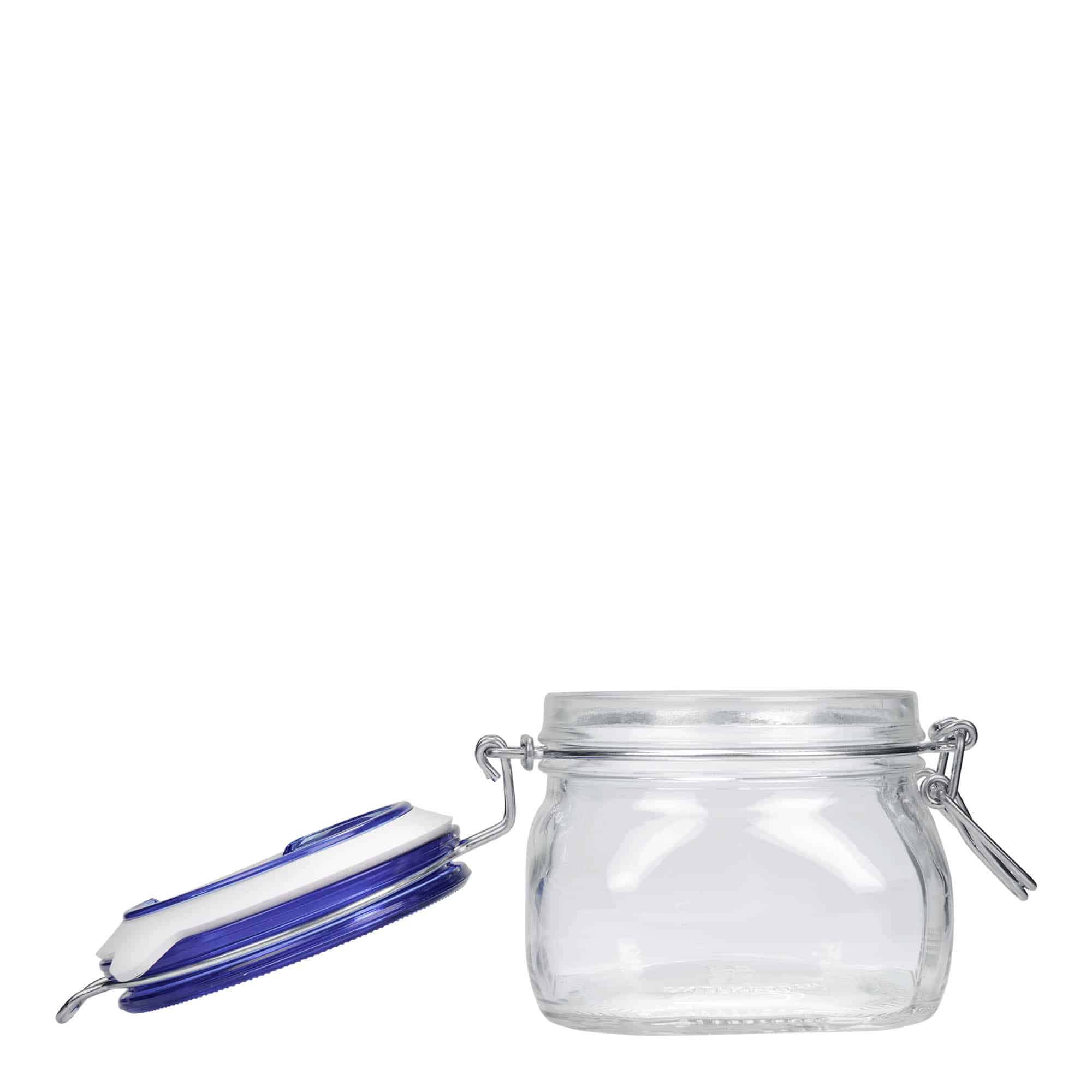 500 ml clip top jar 'Fido' Blue Top, square, closure: clip top