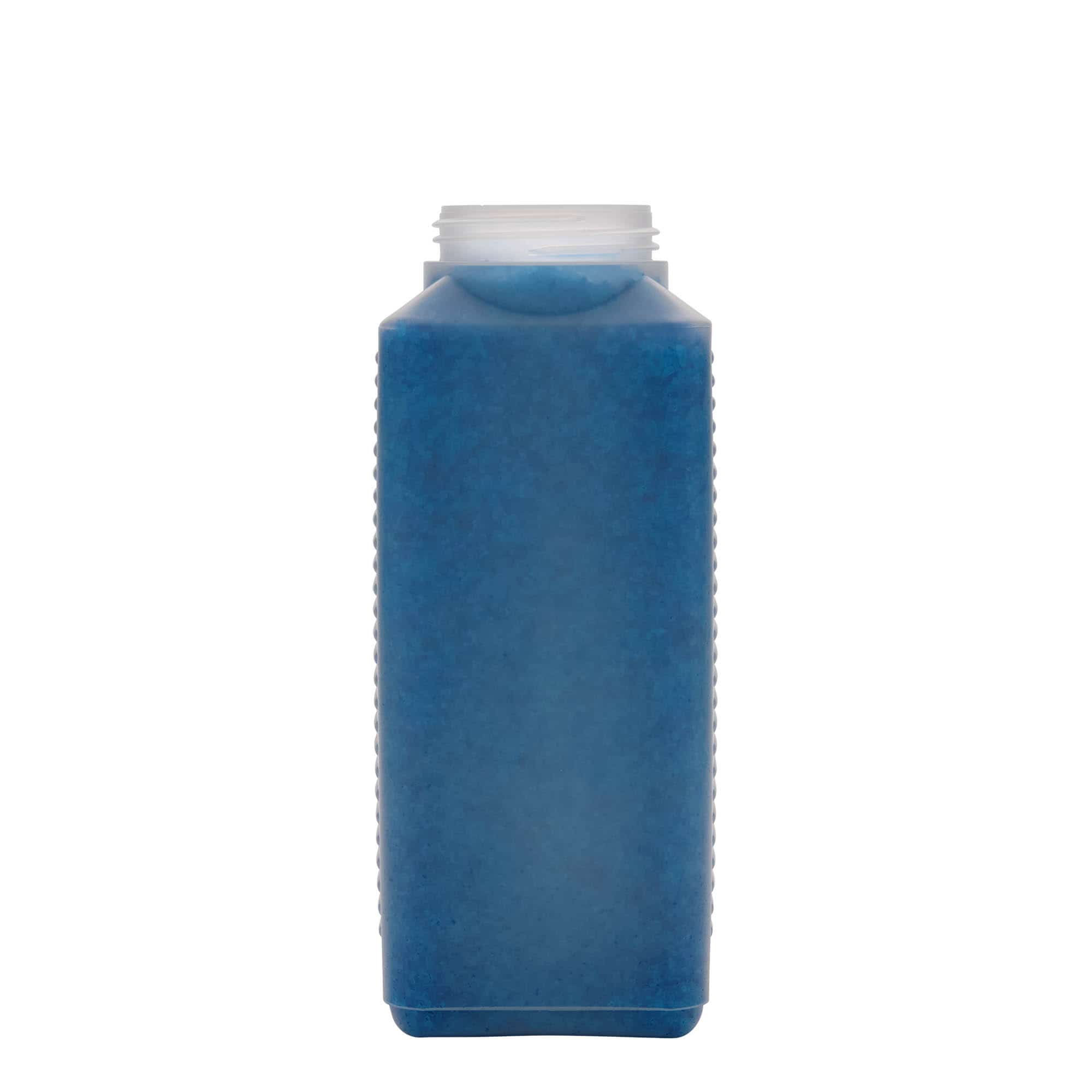 1,000 ml wide neck bottle, rectangular, HDPE plastic, natural, closure: DIN 60 EPE