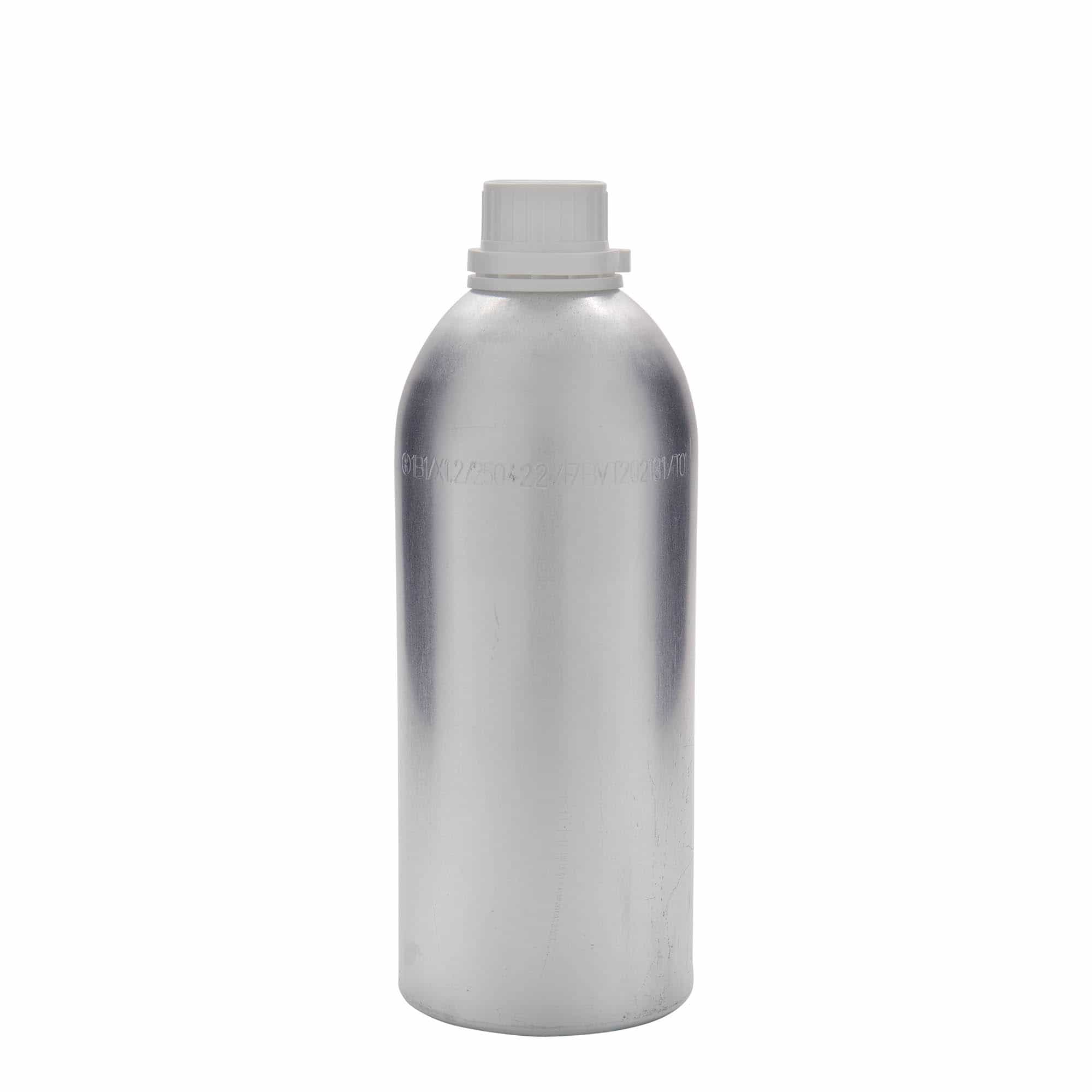 1100 ml aluminium bottle, metal, silver, closure: DIN 32