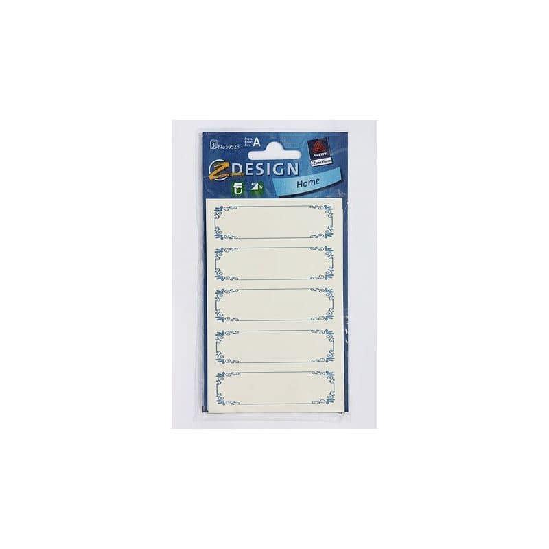 Themed labels 'Blue Border', rectangular, paper, white/blue