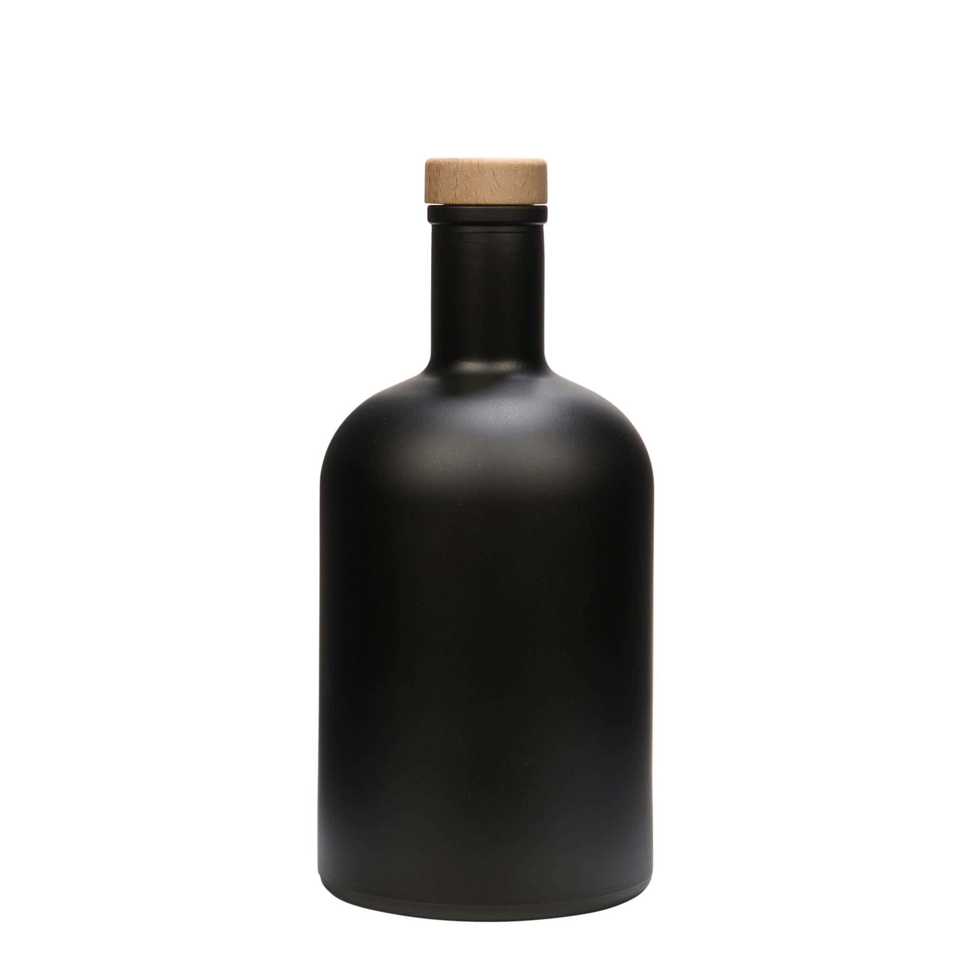 700 ml glass bottle 'Gerardino', black, closure: cork
