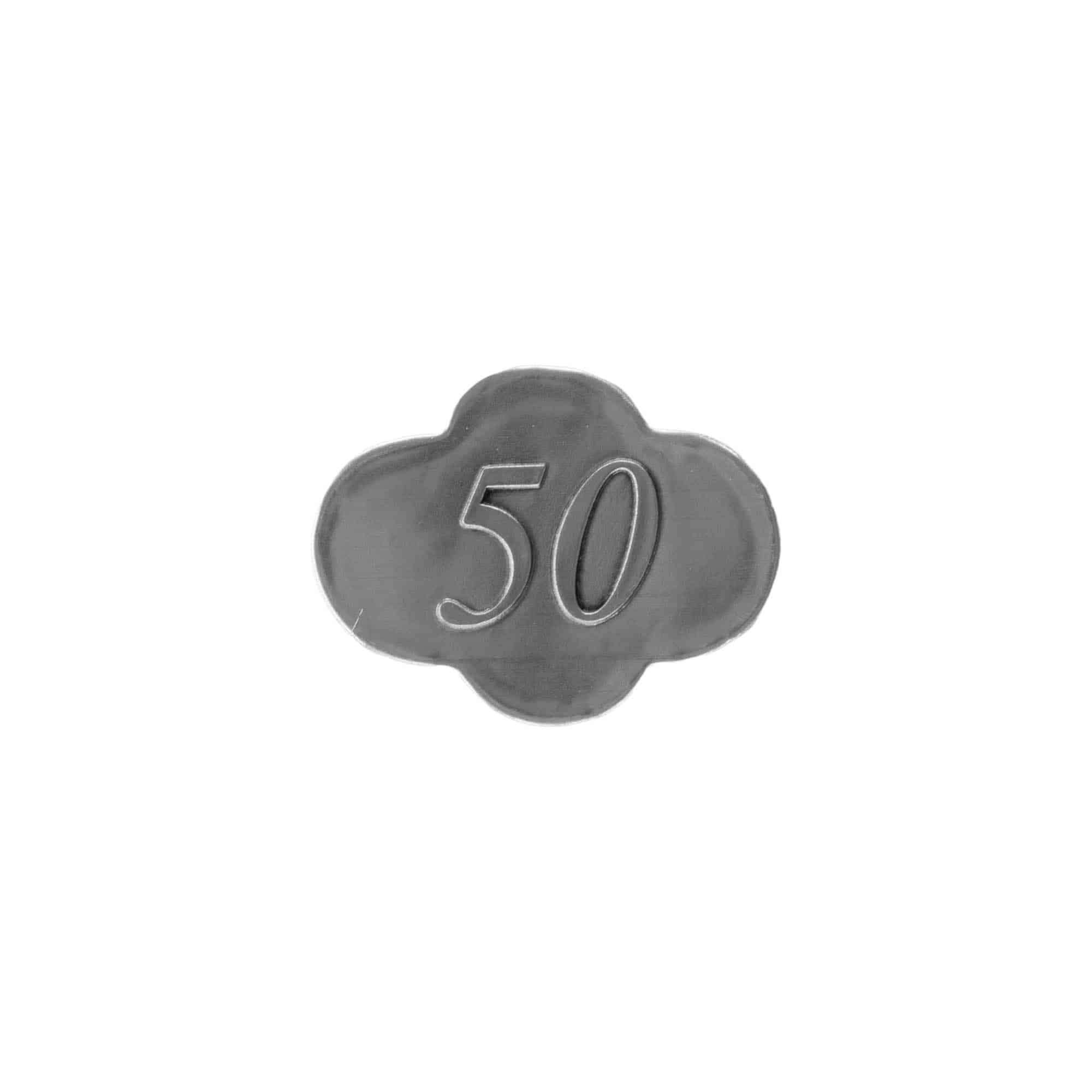 Pewter tag '50', metal, silver