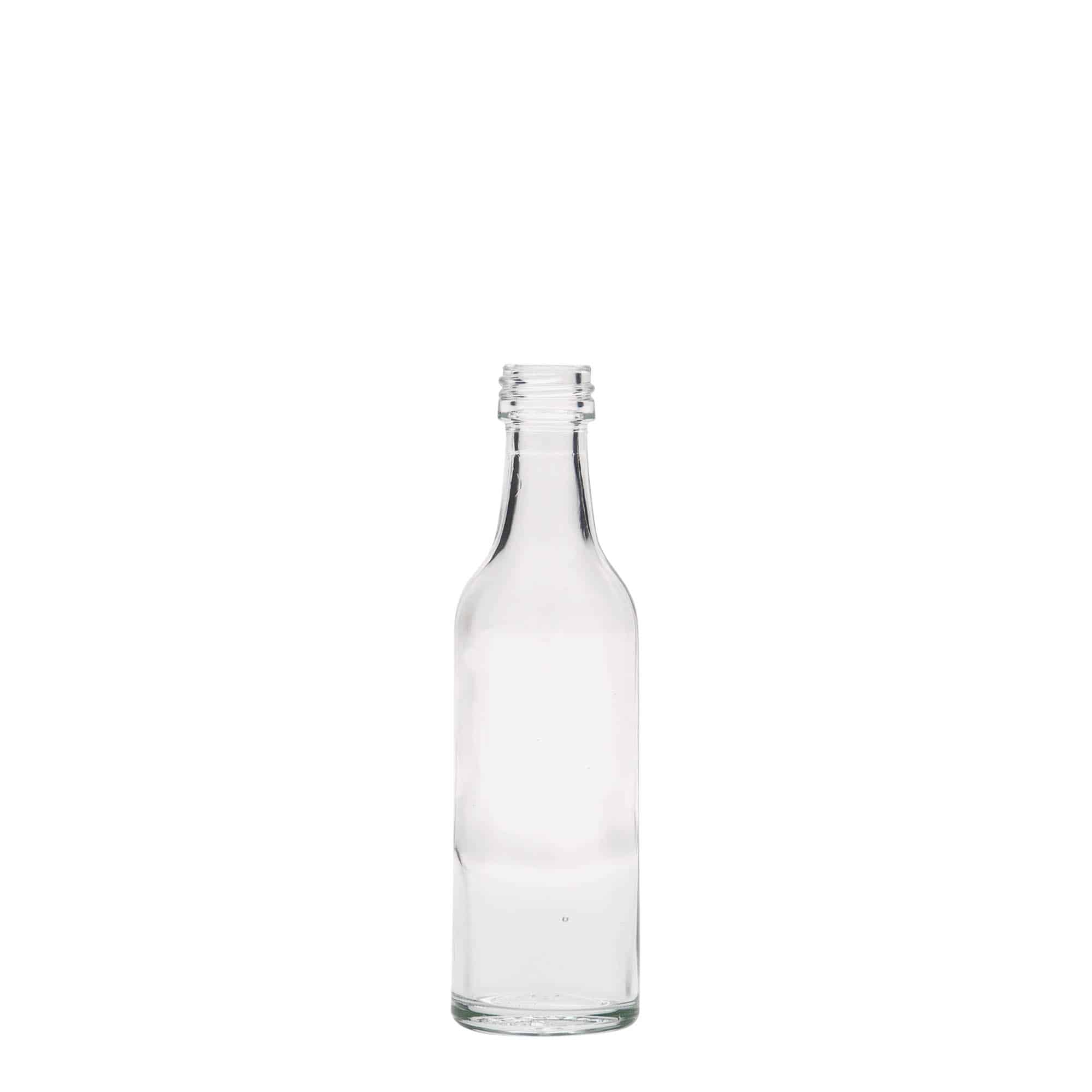 50 ml straight neck glass bottle, closure: PP 18