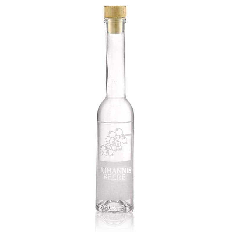 200 ml glass bottle 'Opera', print: currant, closure: cork