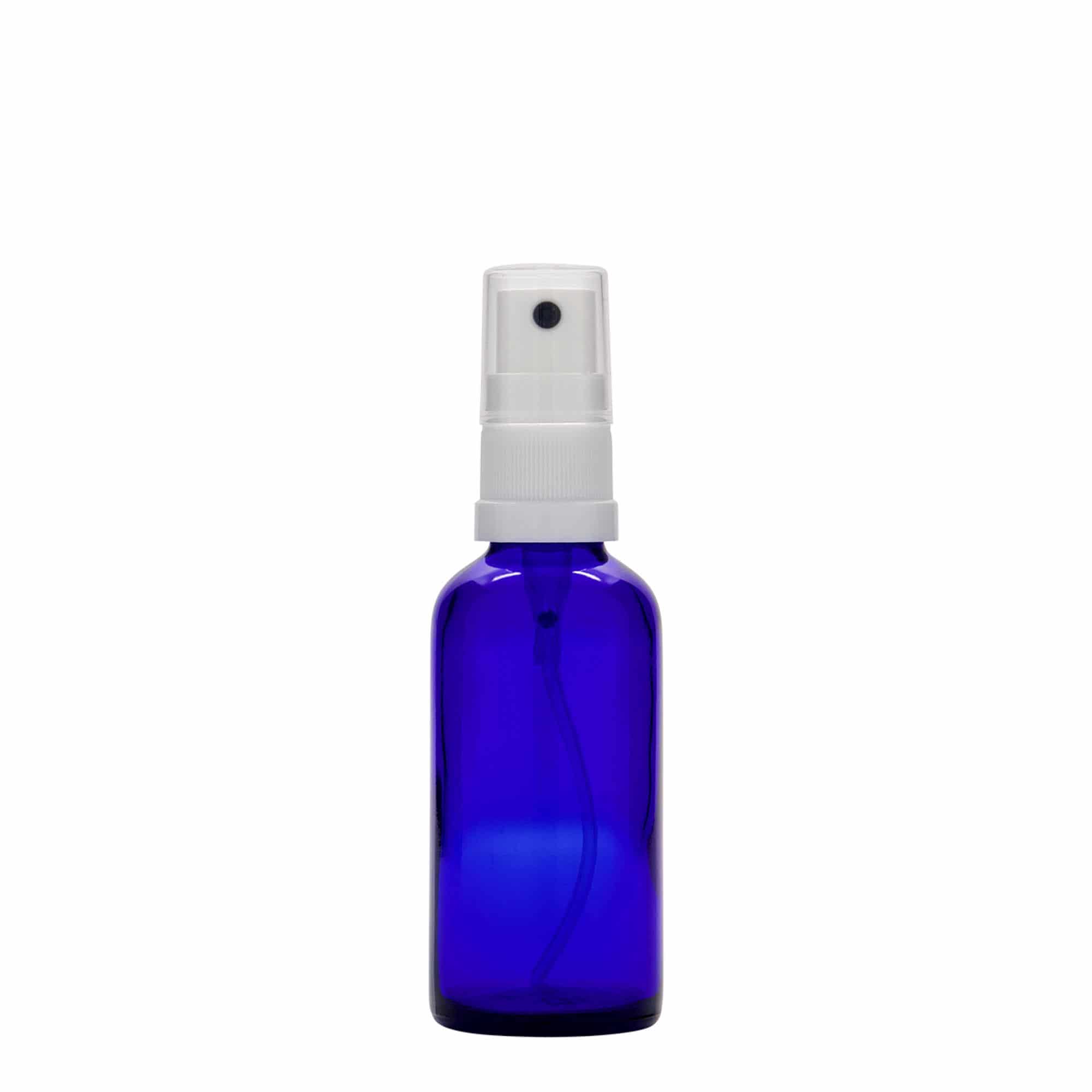 50 ml medicine spray bottle, glass, royal blue, closure: DIN 18