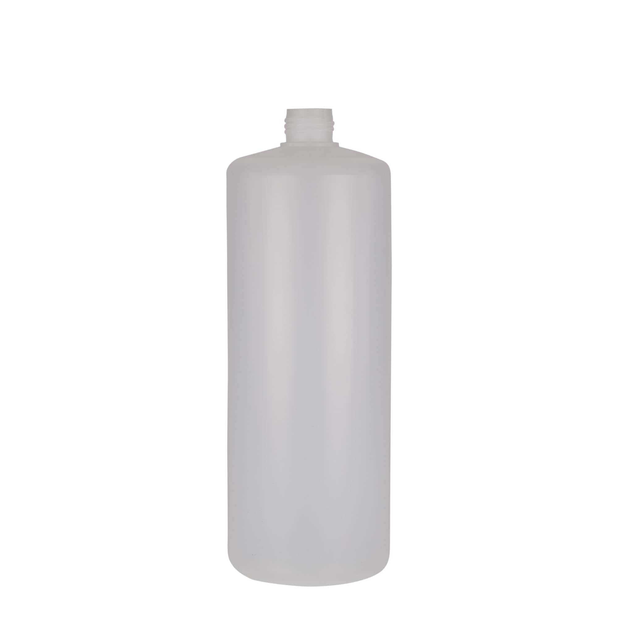 1,000 ml round bottle, PE plastic, natural, closure: screw cap