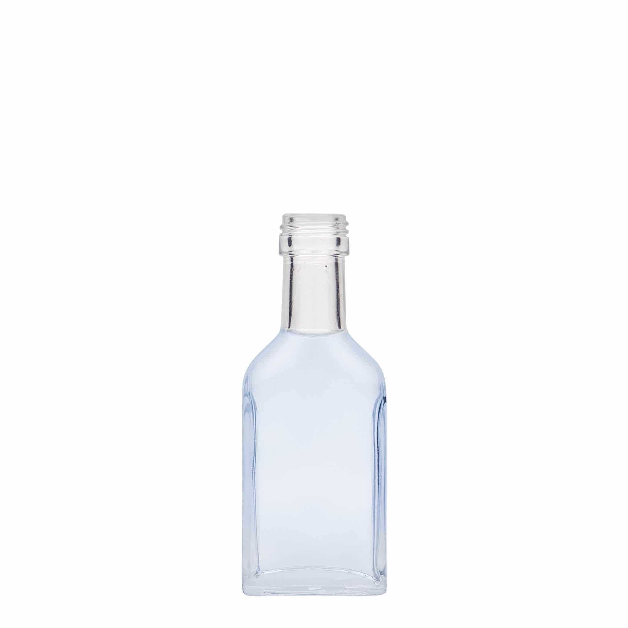 40 ml long neck pocket flask bottle, rectangular, glass, closure: PP 22