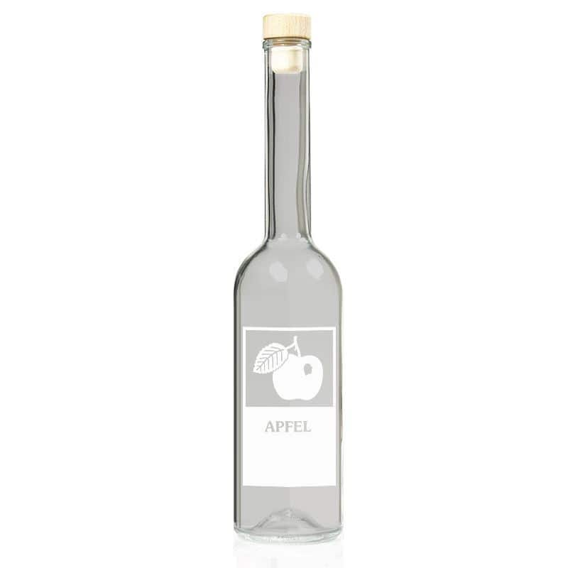 200 ml glass bottle 'Opera', print: “Apfel”, closure: cork