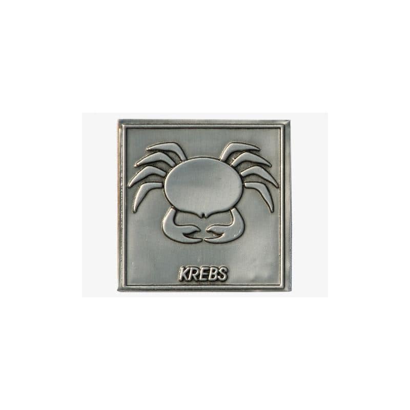 Pewter tag 'Cancer', square, metal, silver