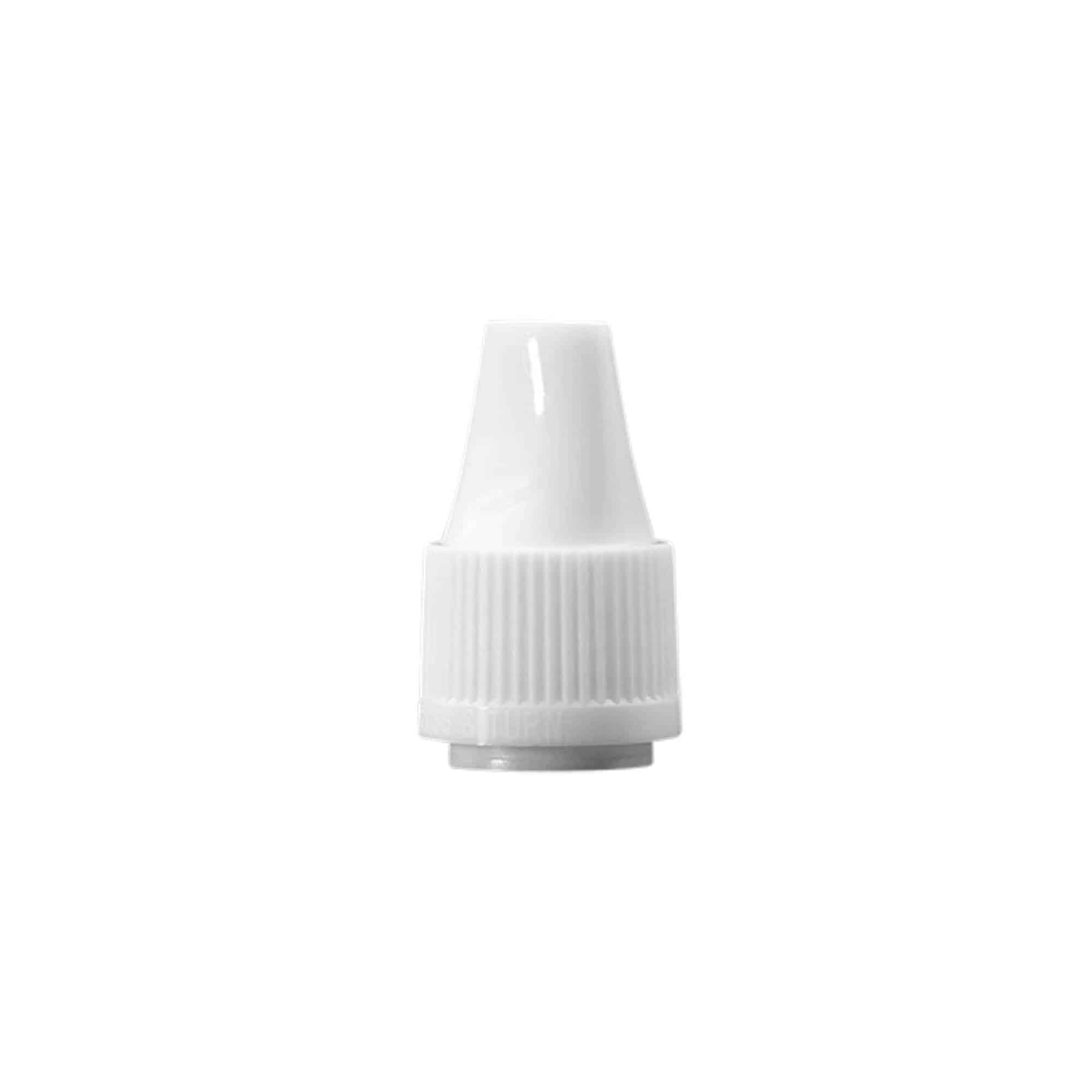 Screw cap with quality seal and child safety lock for 'E-Liquid', PP plastic, white