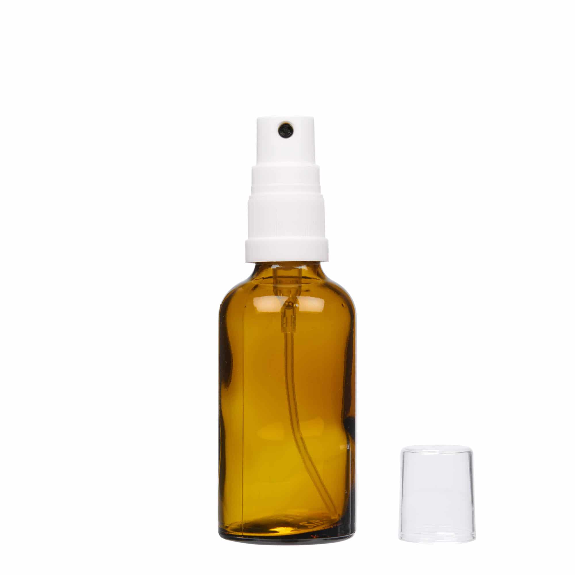 50 ml medicine spray bottle, glass, brown, closure: DIN 18