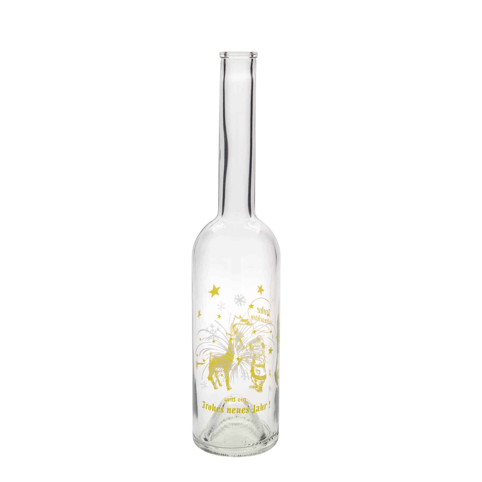 500 ml glass bottle 'Opera', print: fireworks, closure: cork