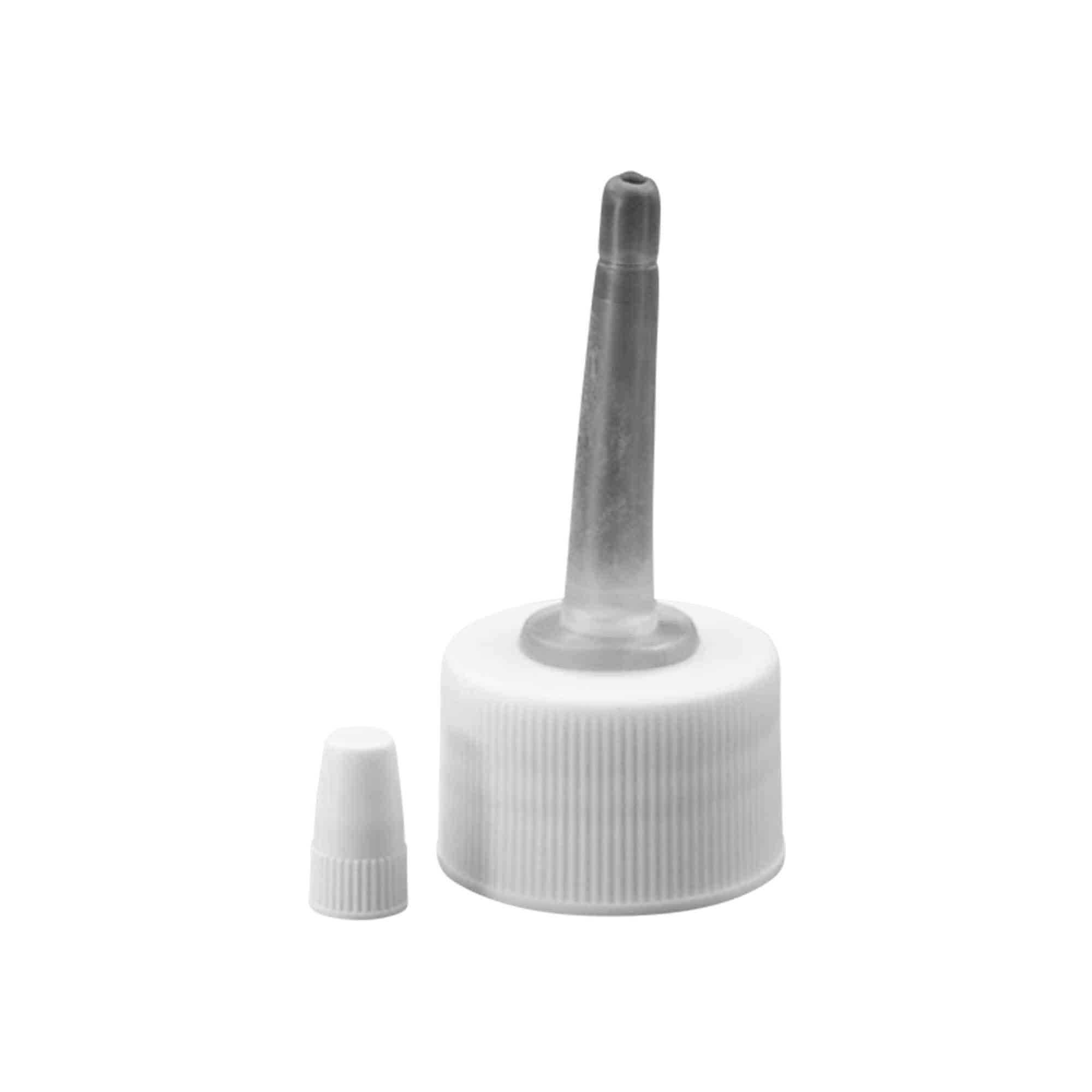 Screw cap with applicator, PP plastic, white, for opening: GPI 24/410