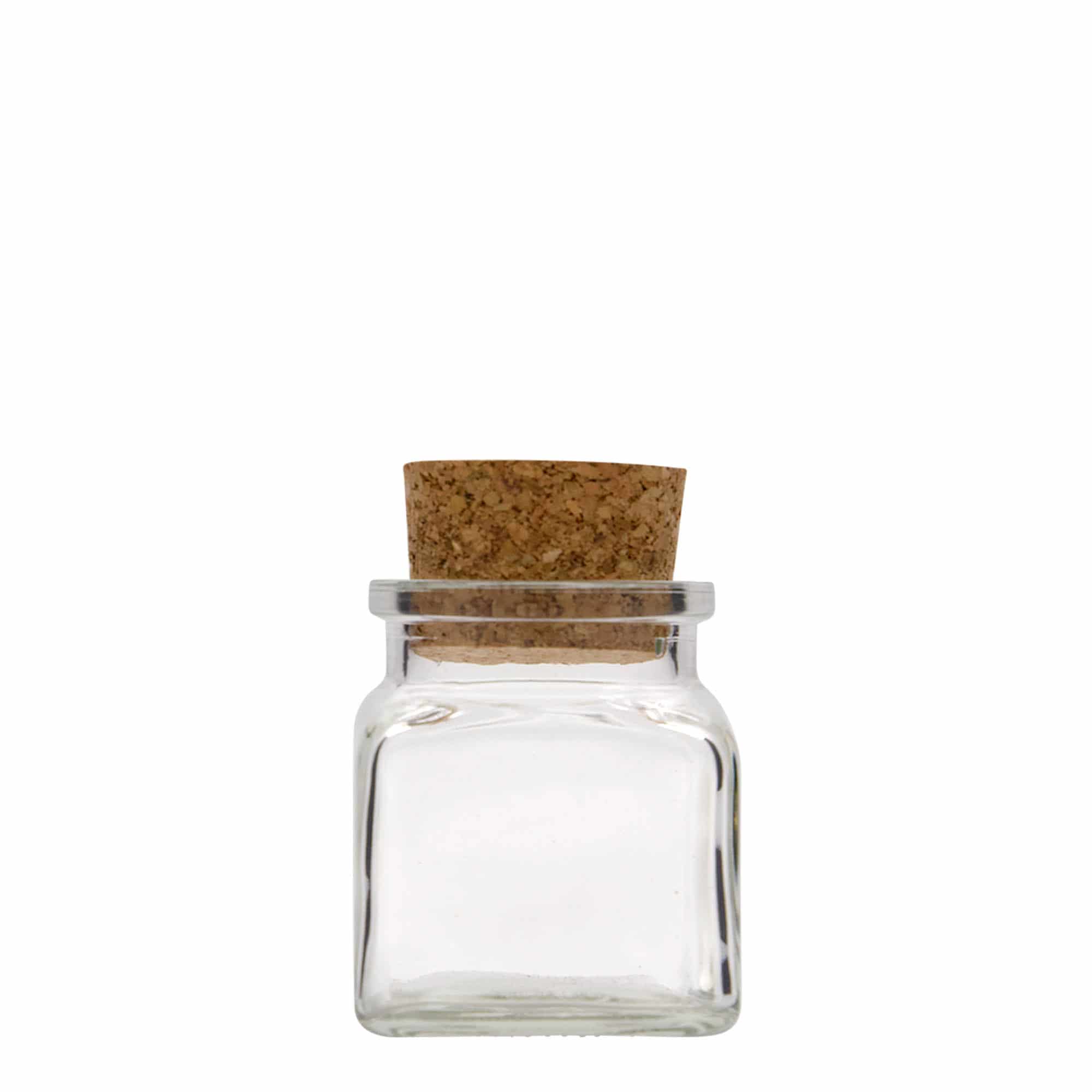 120 ml cork top jar, square, closure: cork