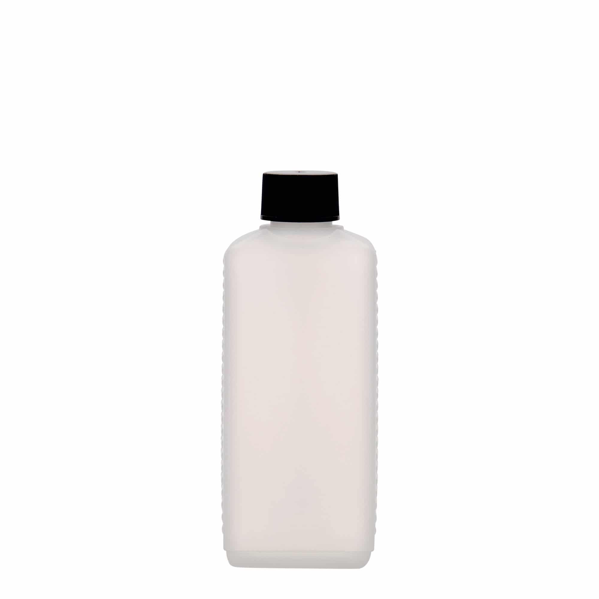 250 ml canister bottle, rectangular, HDPE plastic, natural, closure: DIN 25 EPE