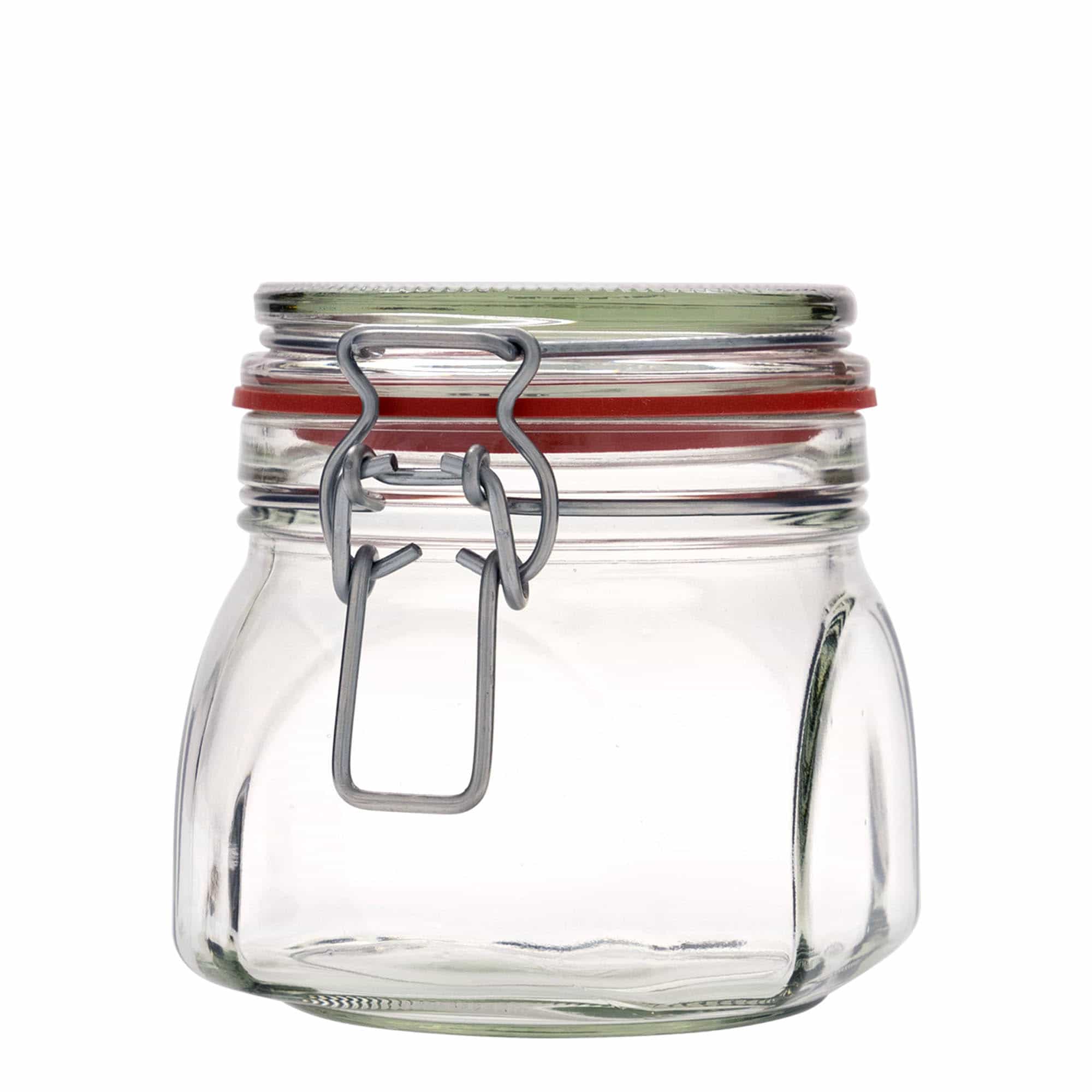 630 ml clip top jar, square, closure: clip top