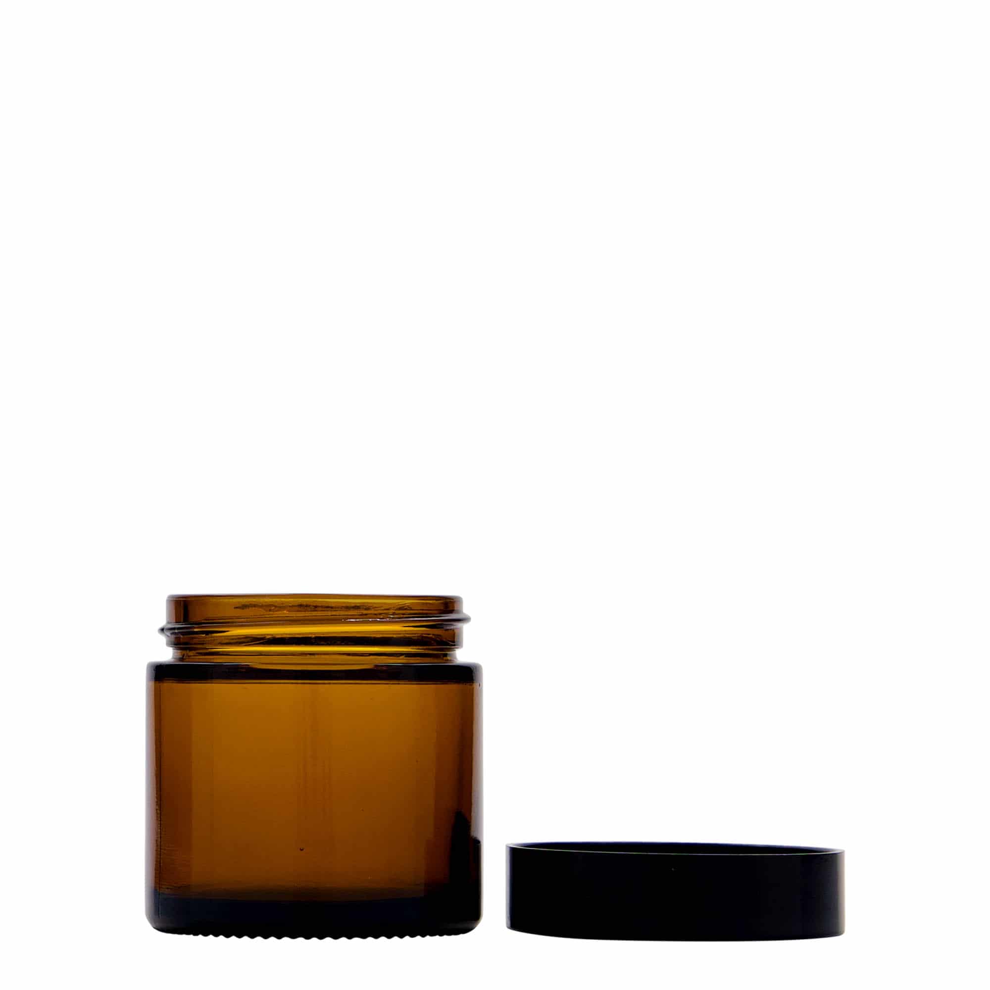 60 ml cosmetic jar 'Brown Line', glass, brown, closure: screw cap
