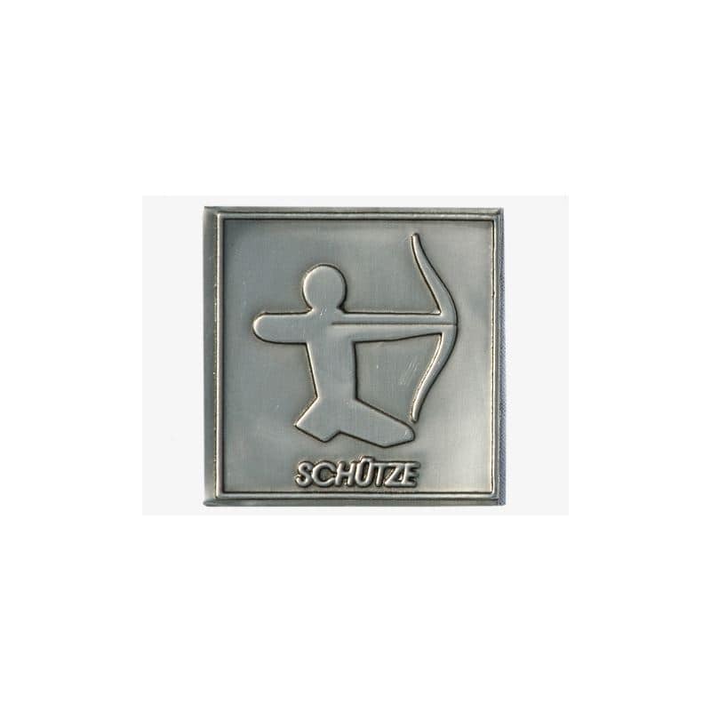 Pewter tag 'Sagittarius', square, metal, silver