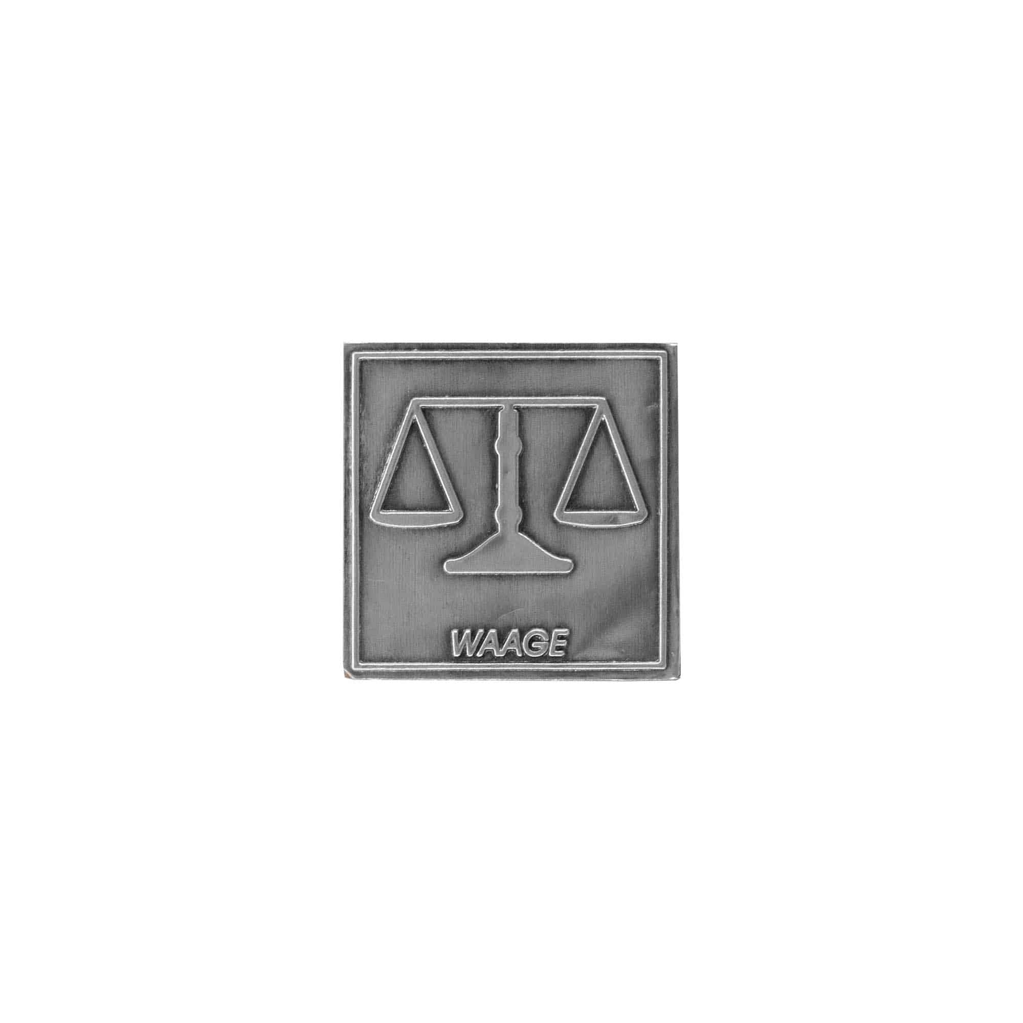 Pewter tag 'Libra', square, metal, silver