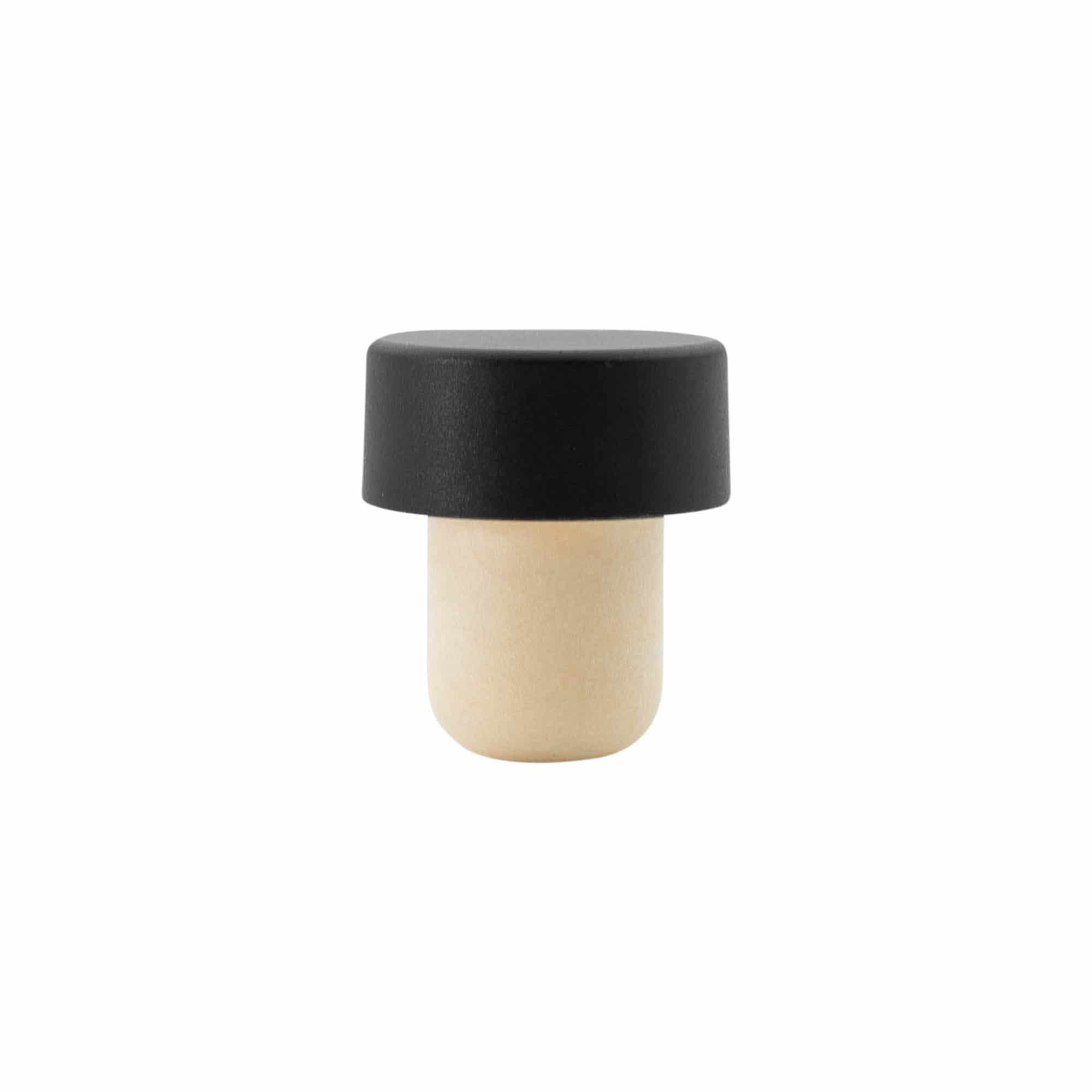 19 mm mushroom cork, plastic, black, for opening: cork