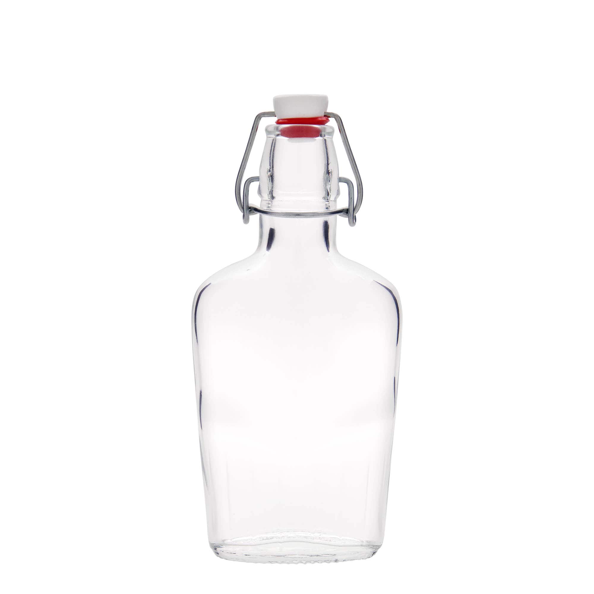 250 ml glass bottle 'Fiaschetta', oval, closure: swing top