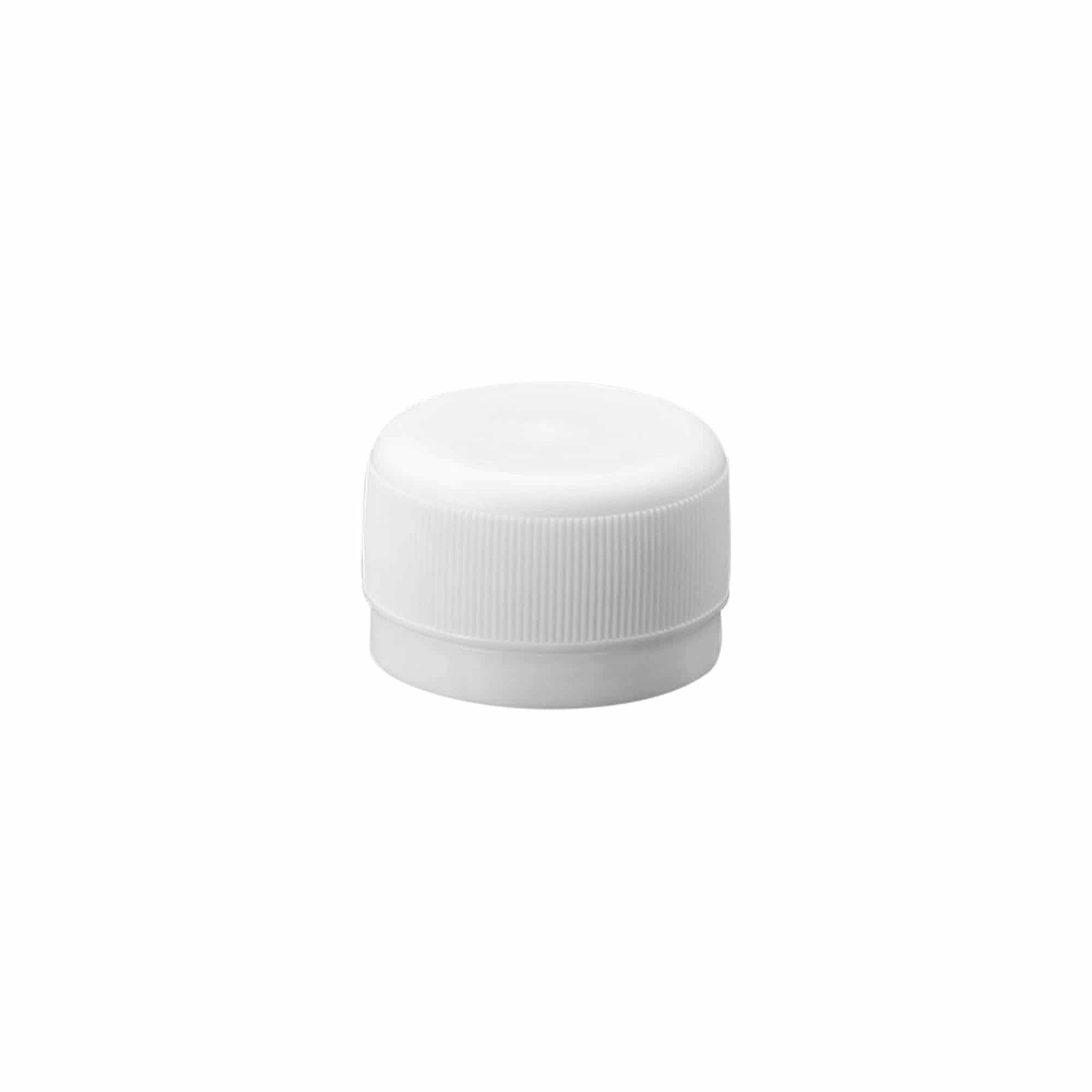 Screw cap, PP plastic, white, for opening: PCO 28