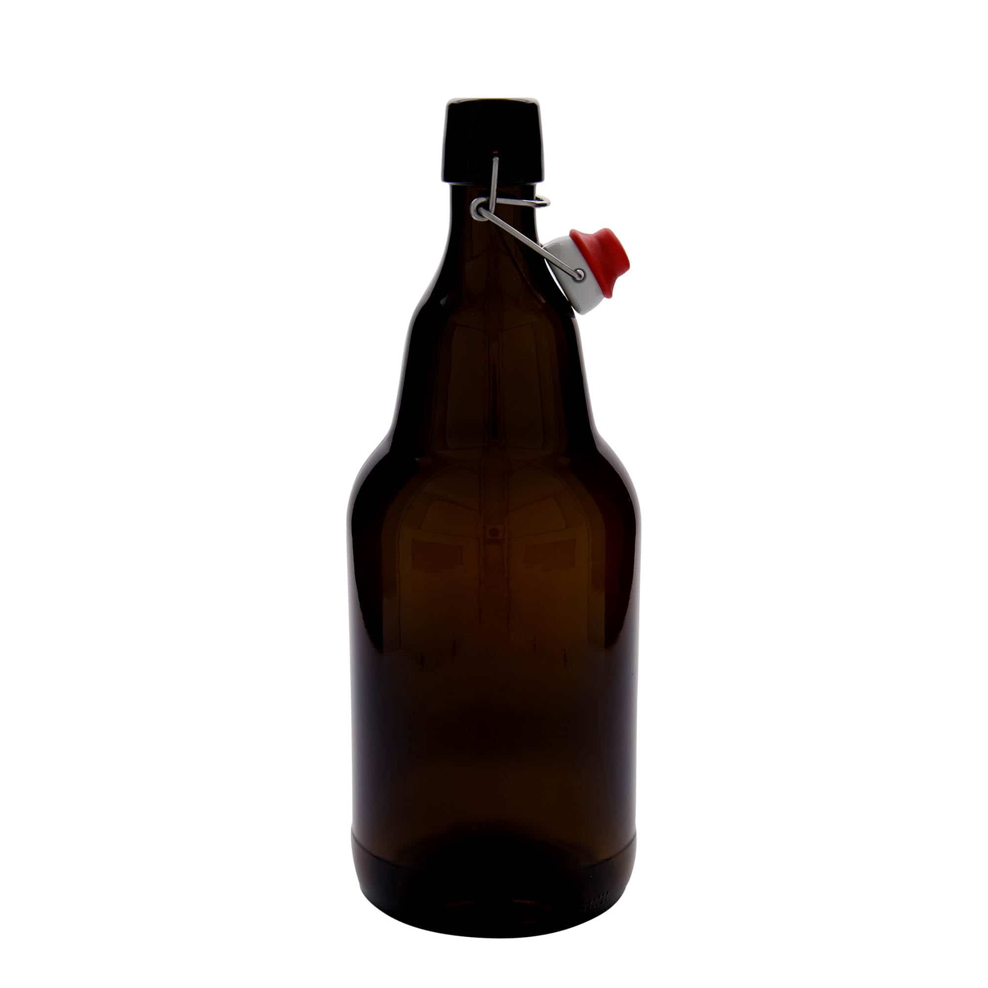 2,000 ml beer bottle, glass, brown, closure: swing top