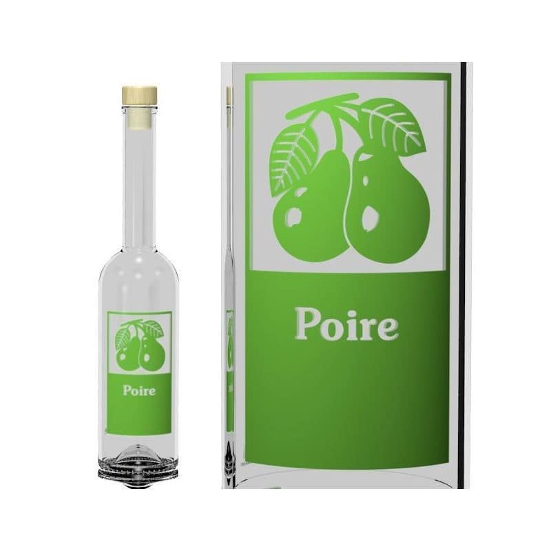 500 ml glass bottle 'Opera', print: Poire, closure: cork