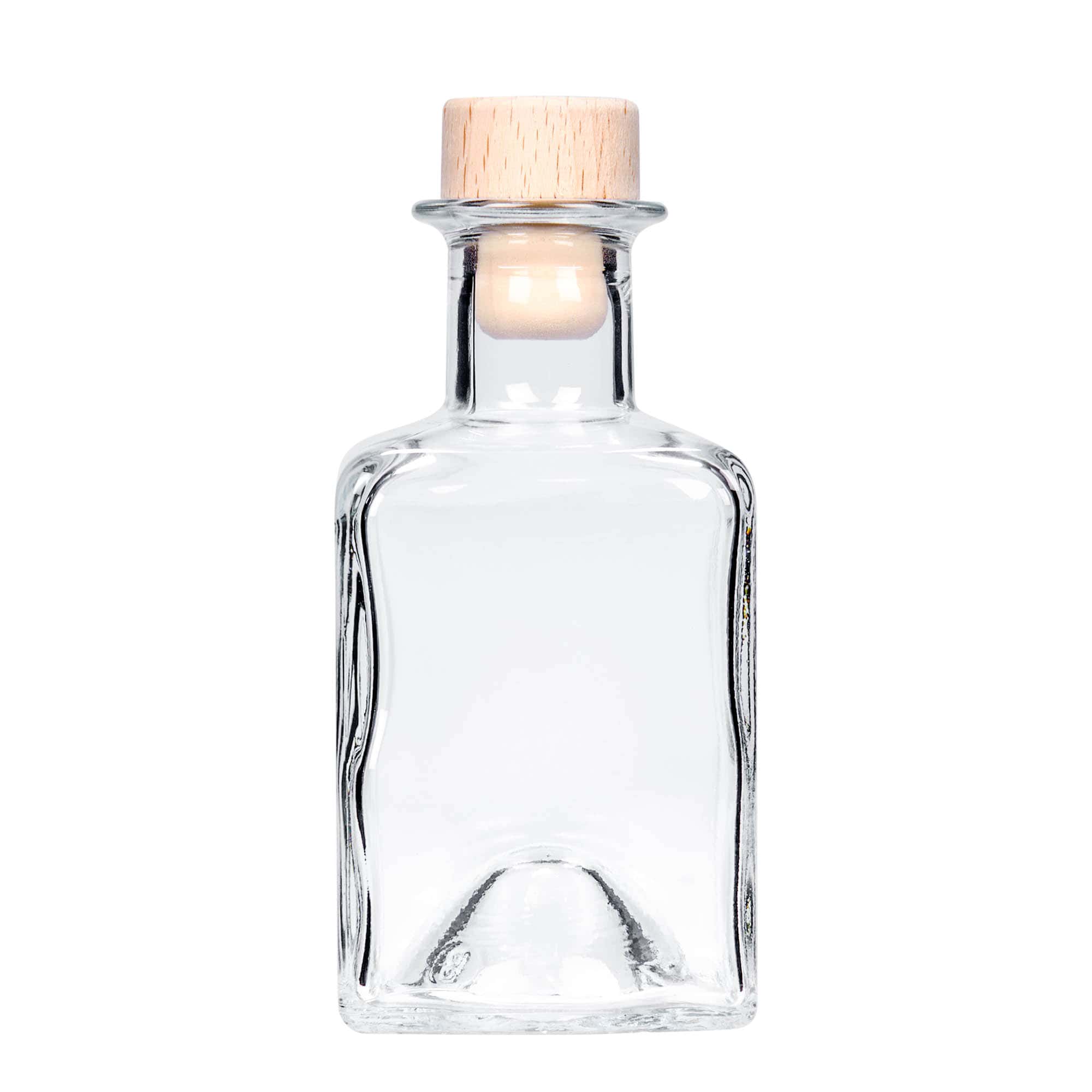 200 ml glass bottle 'Kubica', square, closure: cork