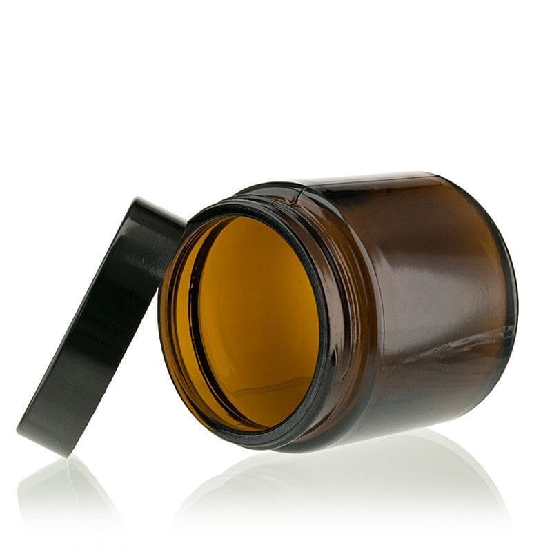 120 ml cosmetic jar 'Brown Line', glass, brown, closure: screw cap