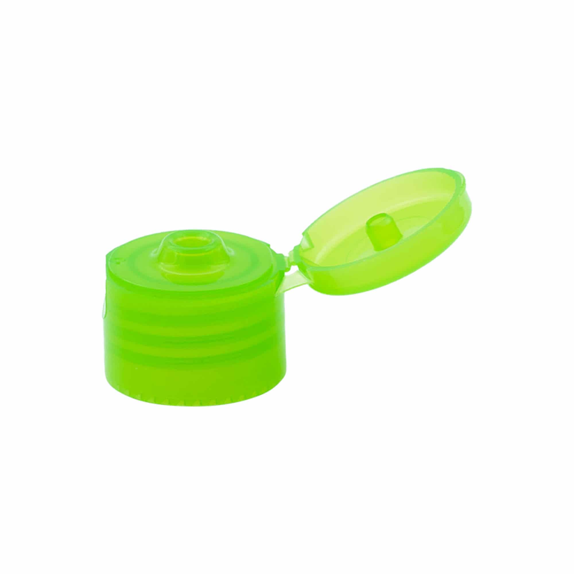 Hinged screw cap, PP plastic, green, for opening: GPI 24/410