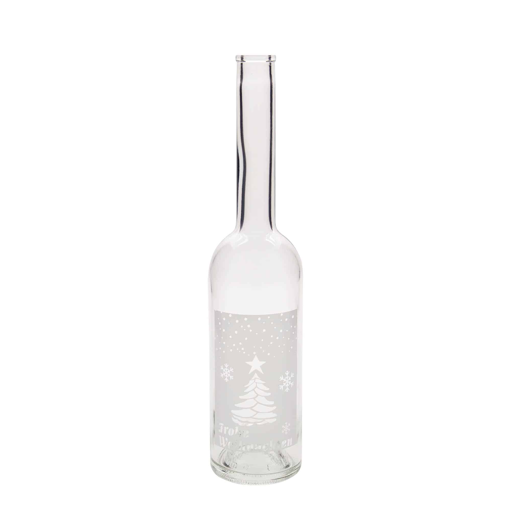 500 ml glass bottle 'Opera', print: white Christmas, closure: cork