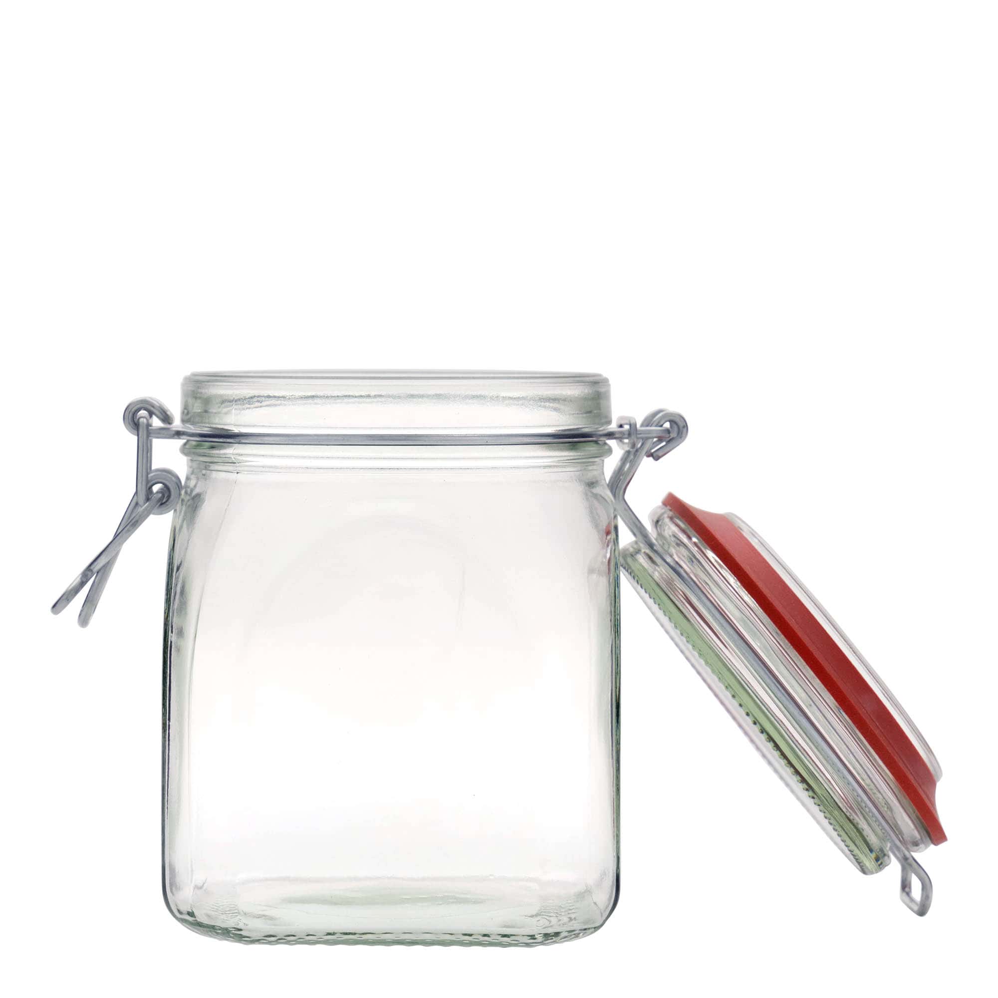 900 ml clip top jar, square, closure: clip top