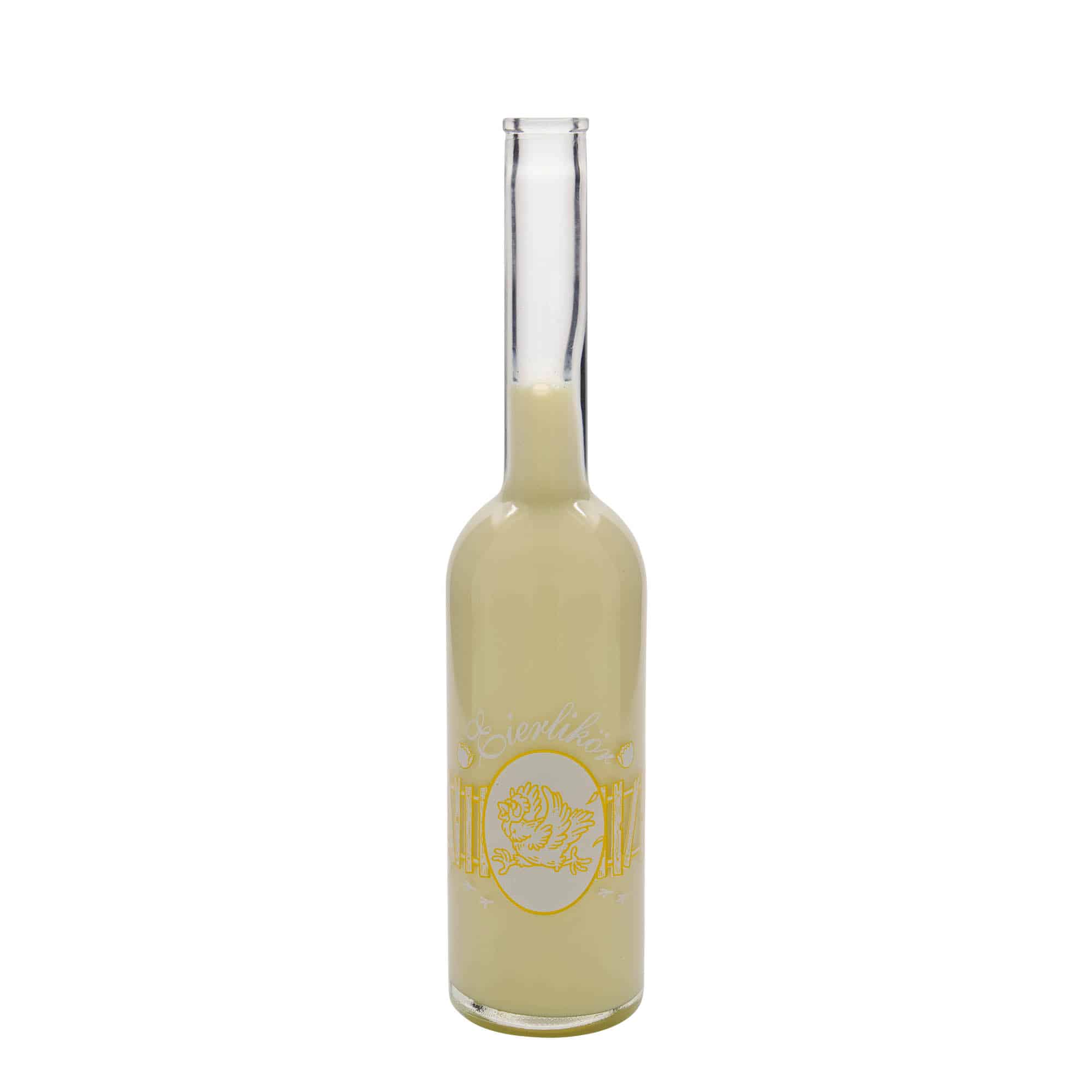 500 ml glass bottle 'Opera', print: egg liqueur, closure: cork