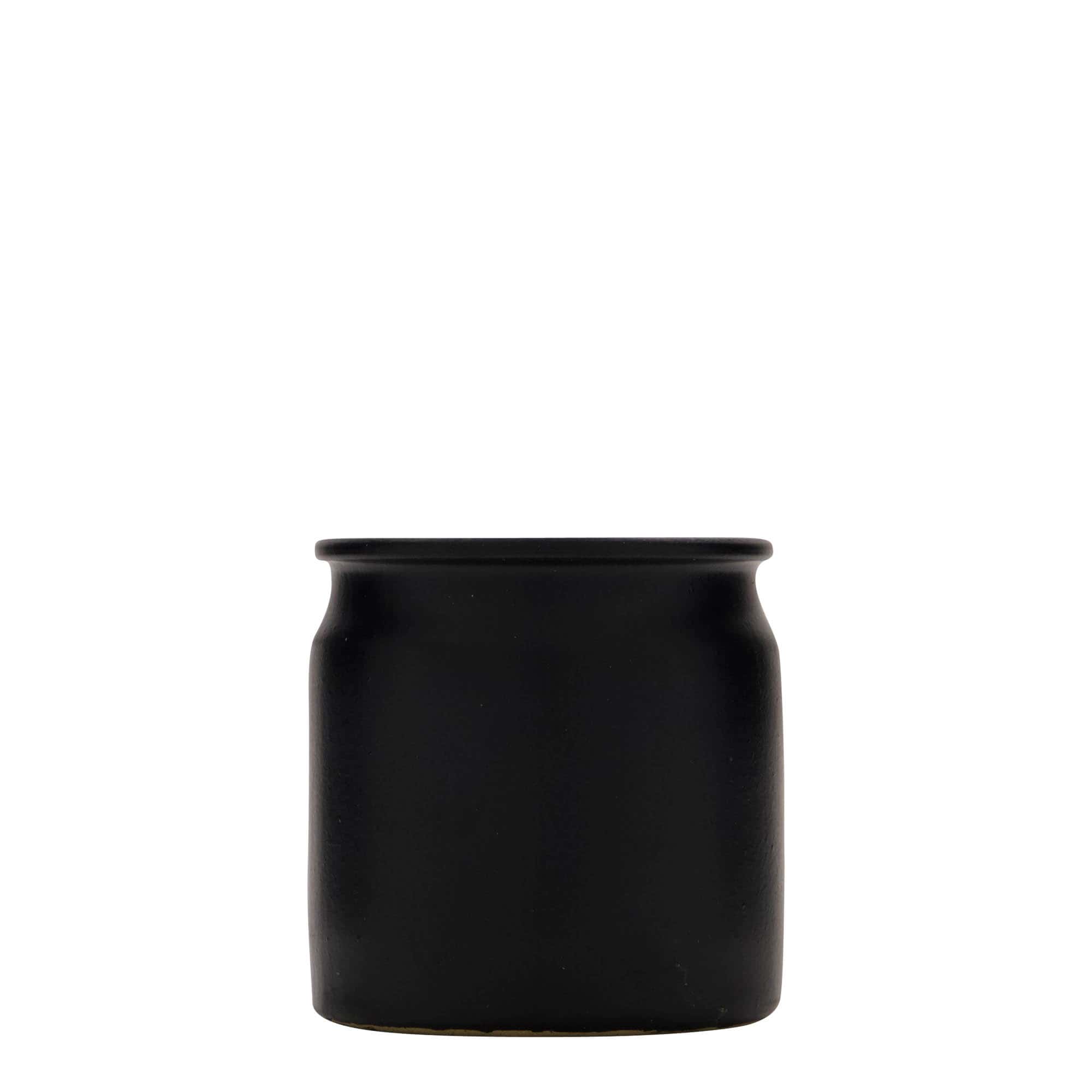 160 ml stoneware jar, ceramic, black, closure: cork