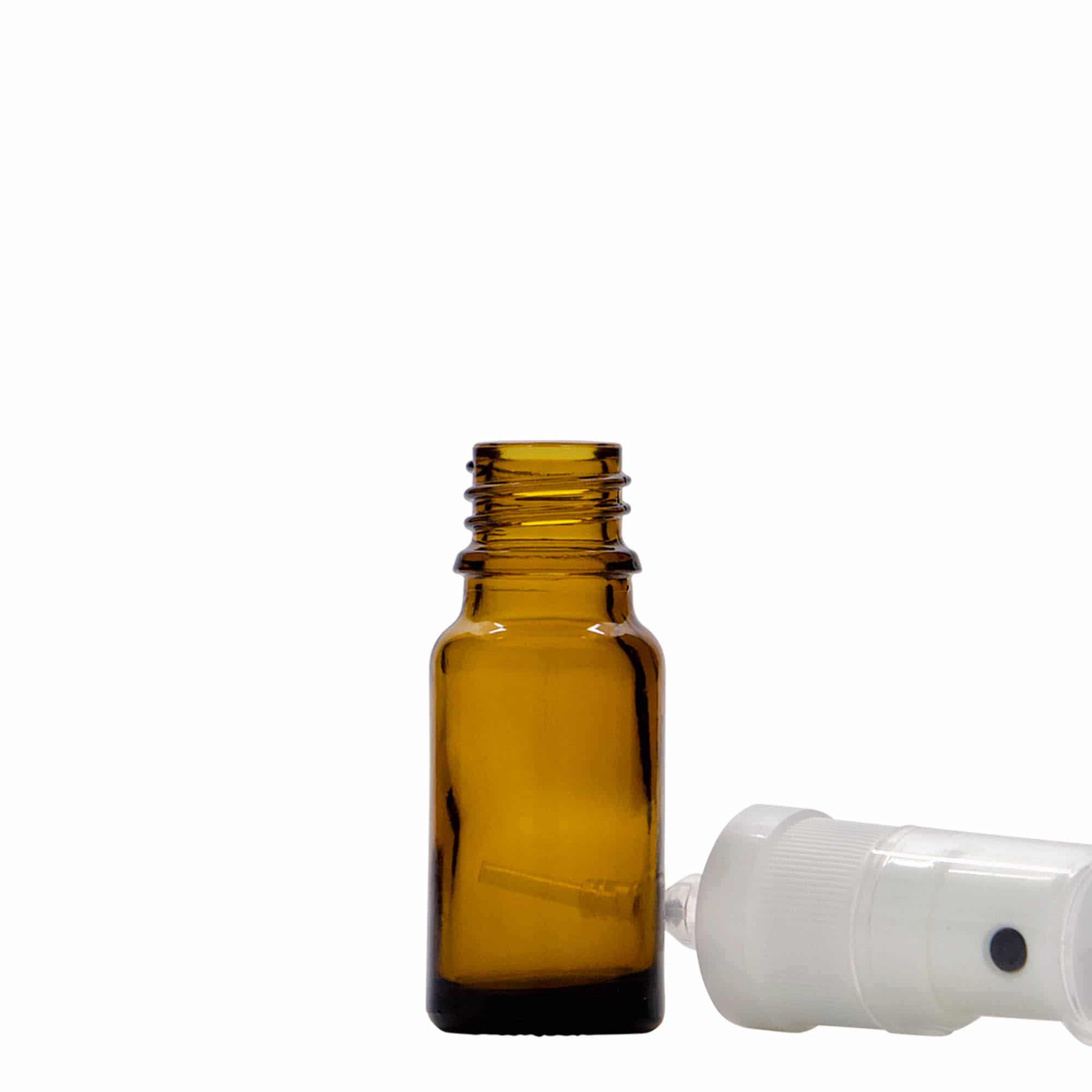 10 ml medicine spray bottle, glass, brown, closure: DIN 18