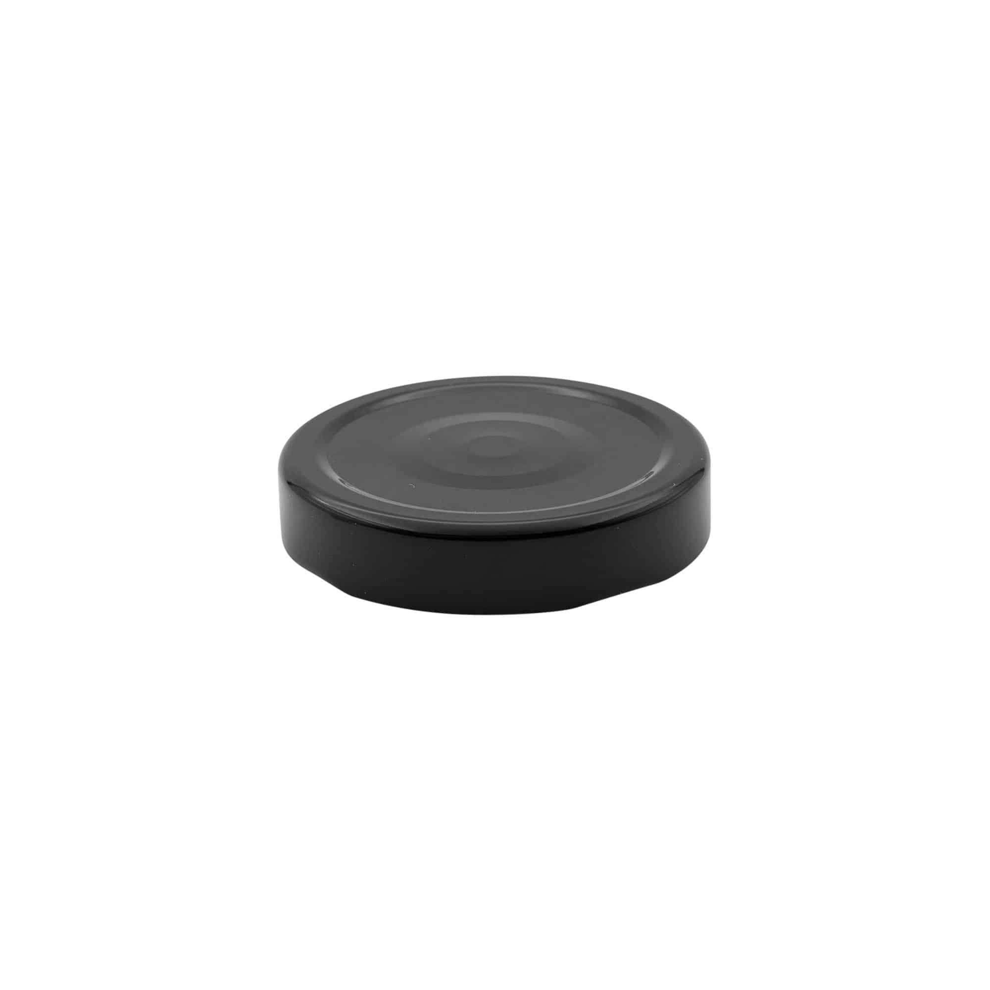 Deep twist off lid, tinplate, black, for opening: Deep-TO 66