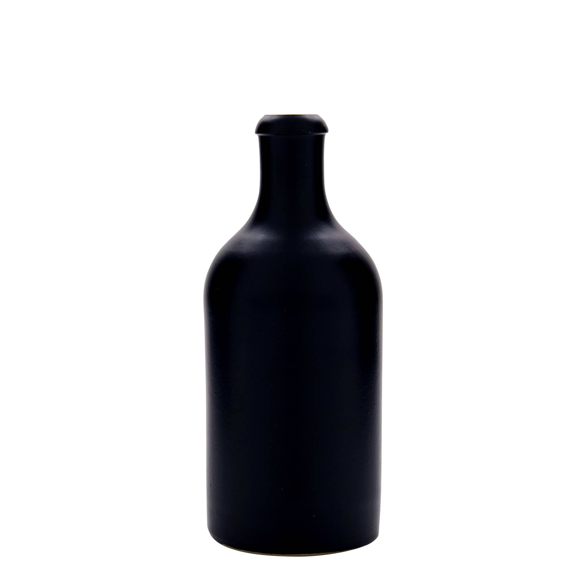 500 ml earthen jug, stoneware, black, closure: cork